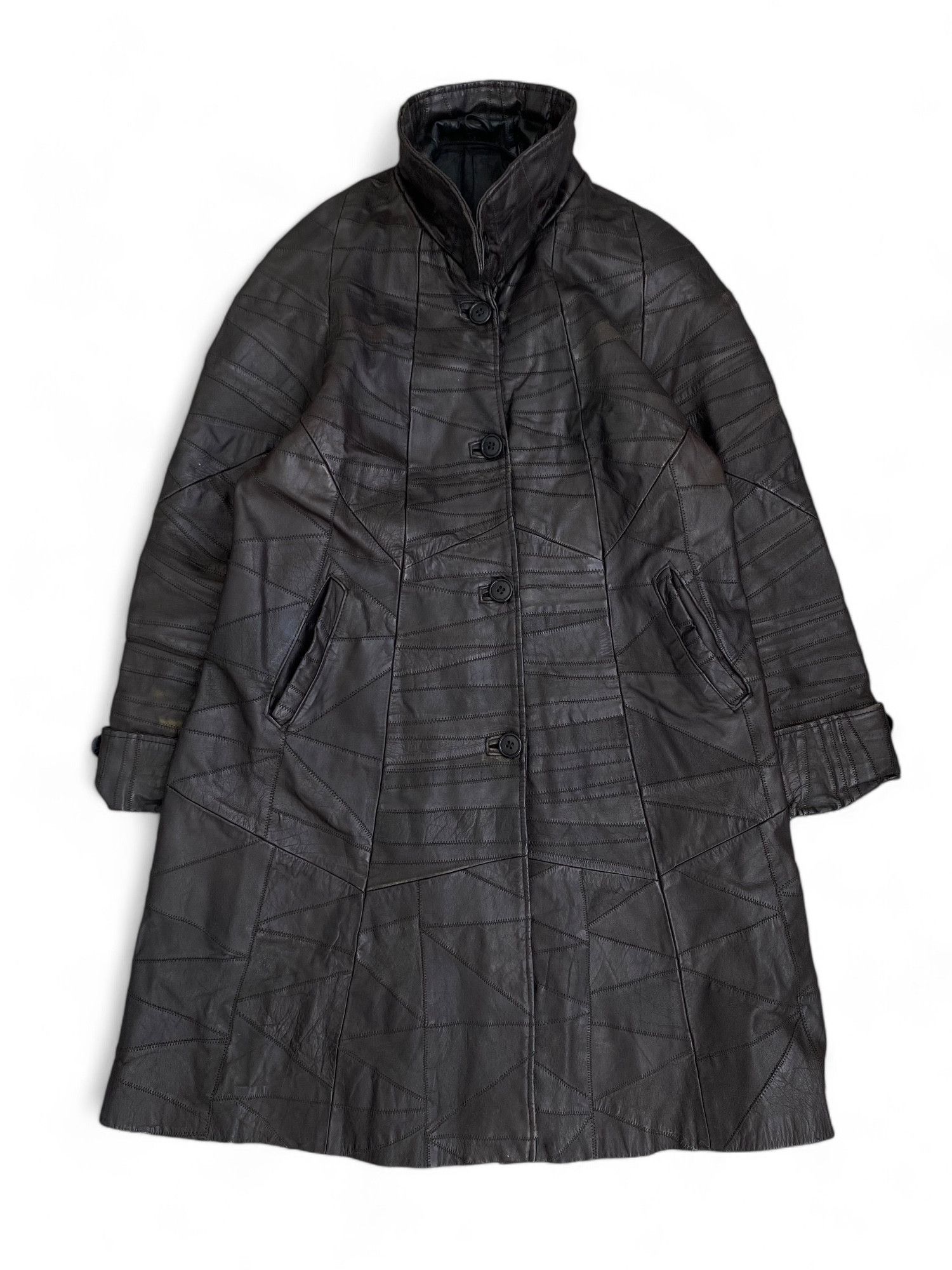 Genuine Leather Vintage Leather Patchwork Trench Jacket Matrix Opium Y2K Size XXL / US 16-18 / IT 52-54 - 1 Thumbnail
