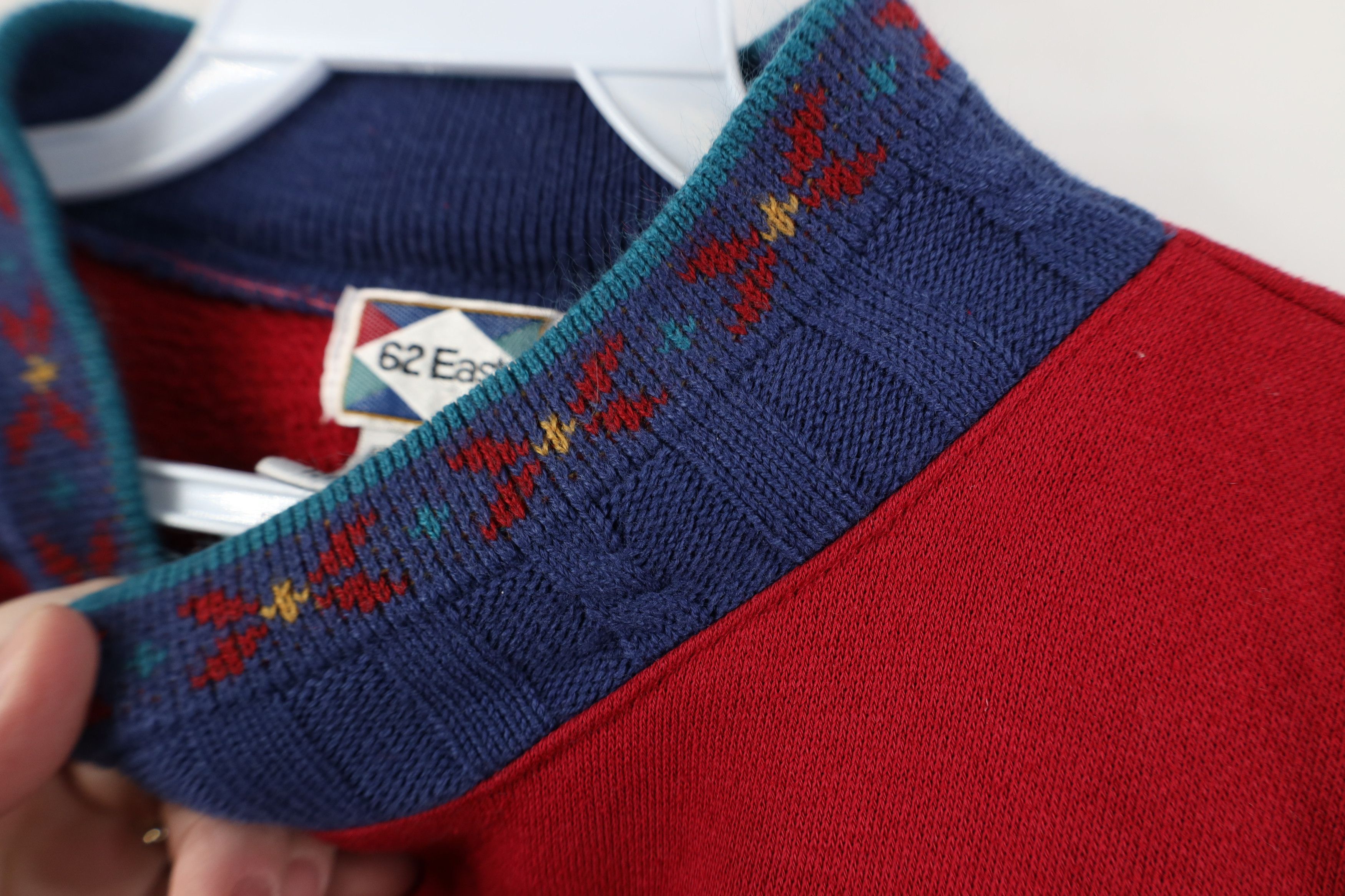 Vintage Vintage 90s Streetwear Argyle Mock Neck Sweatshirt Red Size M / US 6-8 / IT 42-44 - 11 Thumbnail