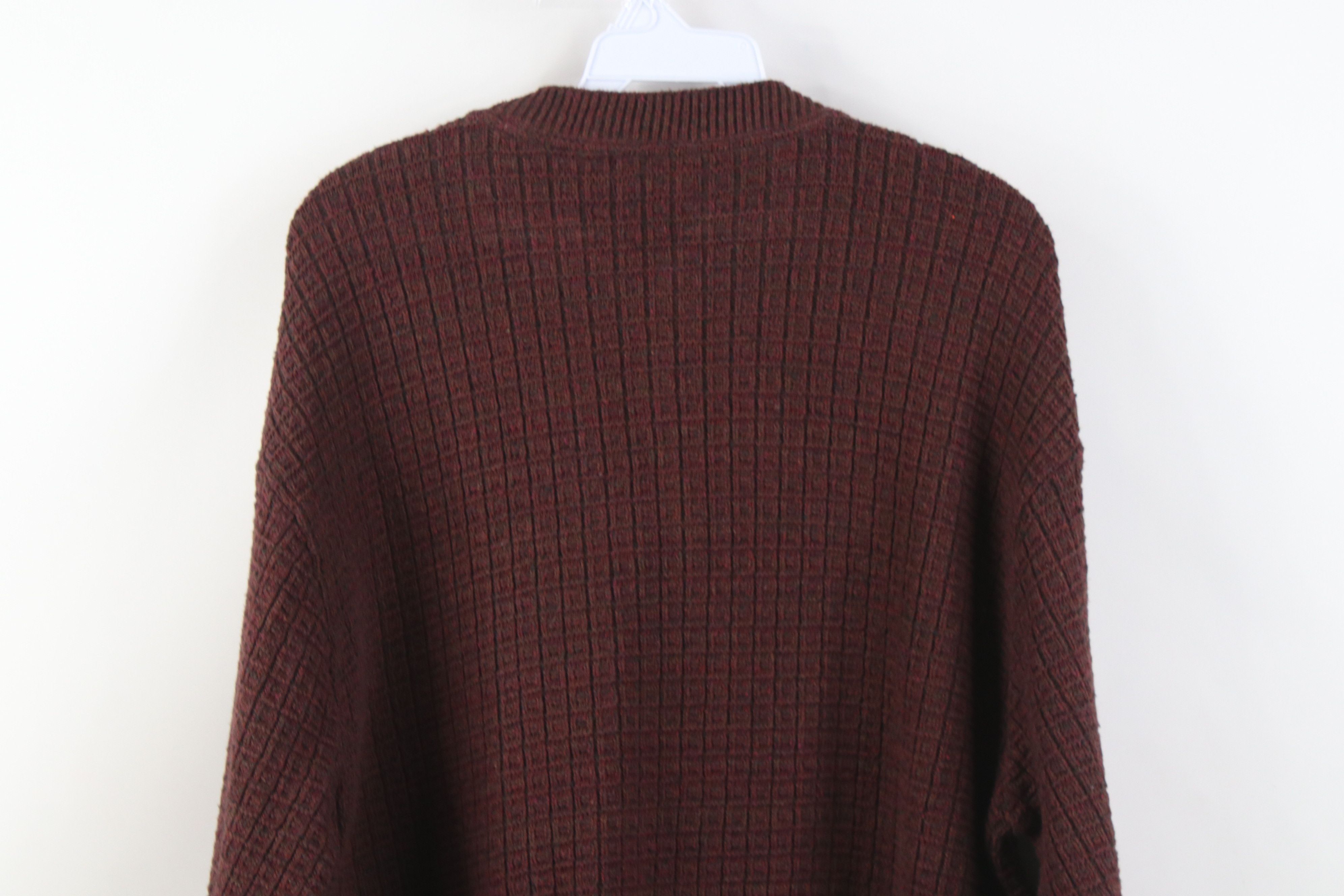 Vintage Vintage 90s Streetwear Checkered Knit Henley Sweater Red Size US XL / EU 56 / 4 - 8 Thumbnail