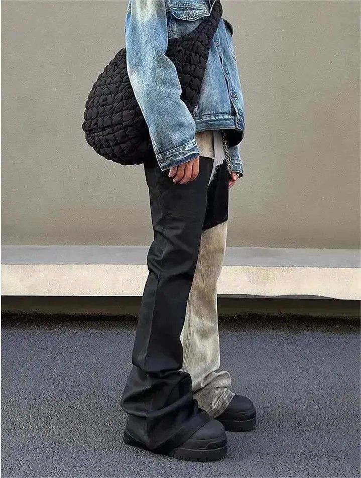 Japanese Brand Spliced straight leg micro flared jeans Size US 30 / EU 46 - 3 Thumbnail