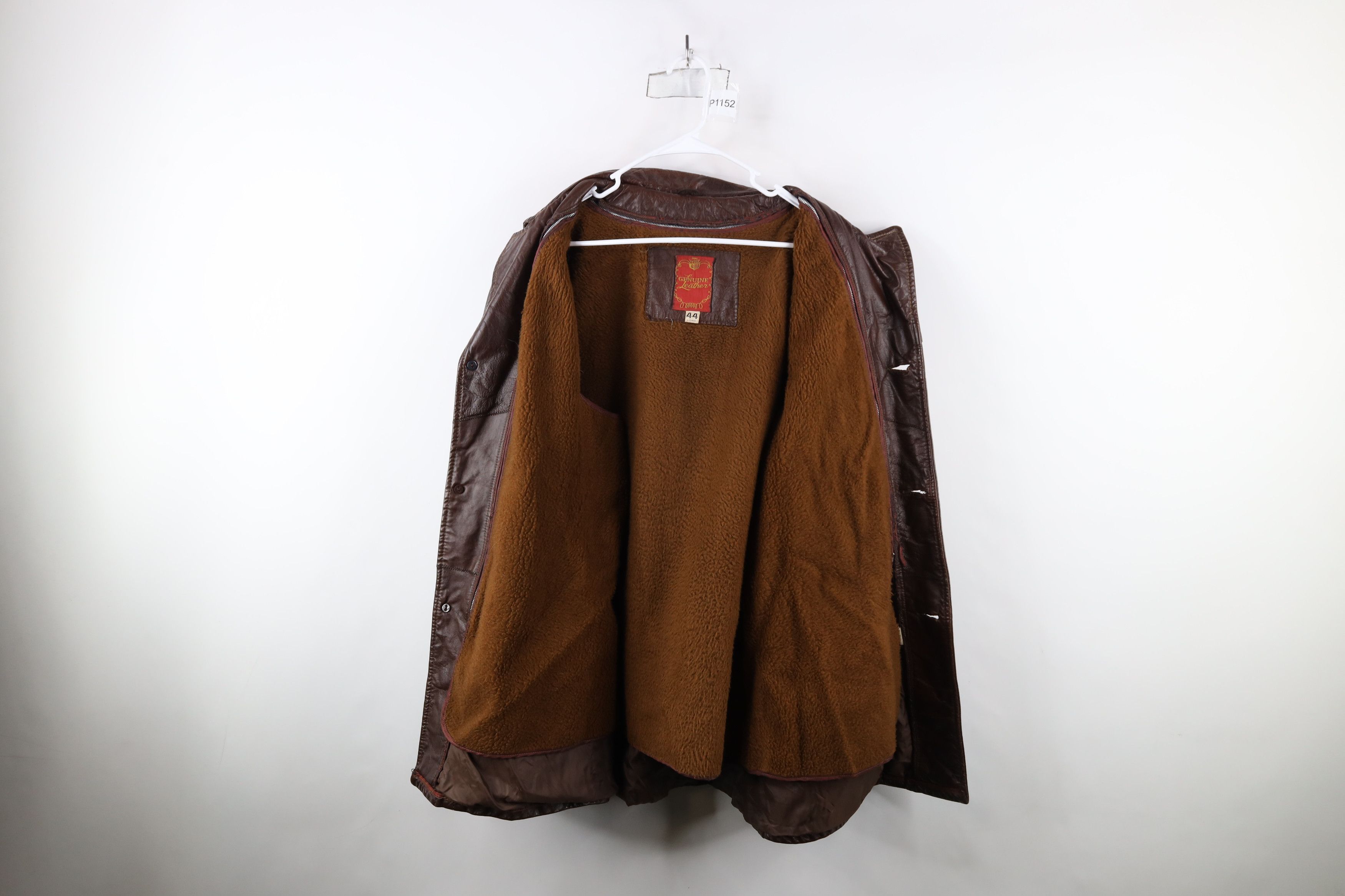 Vintage Vintage 70s Streetwear Lined Full Button Leather Jacket USA Size US XXL / EU 58 / 5 - 9 Thumbnail