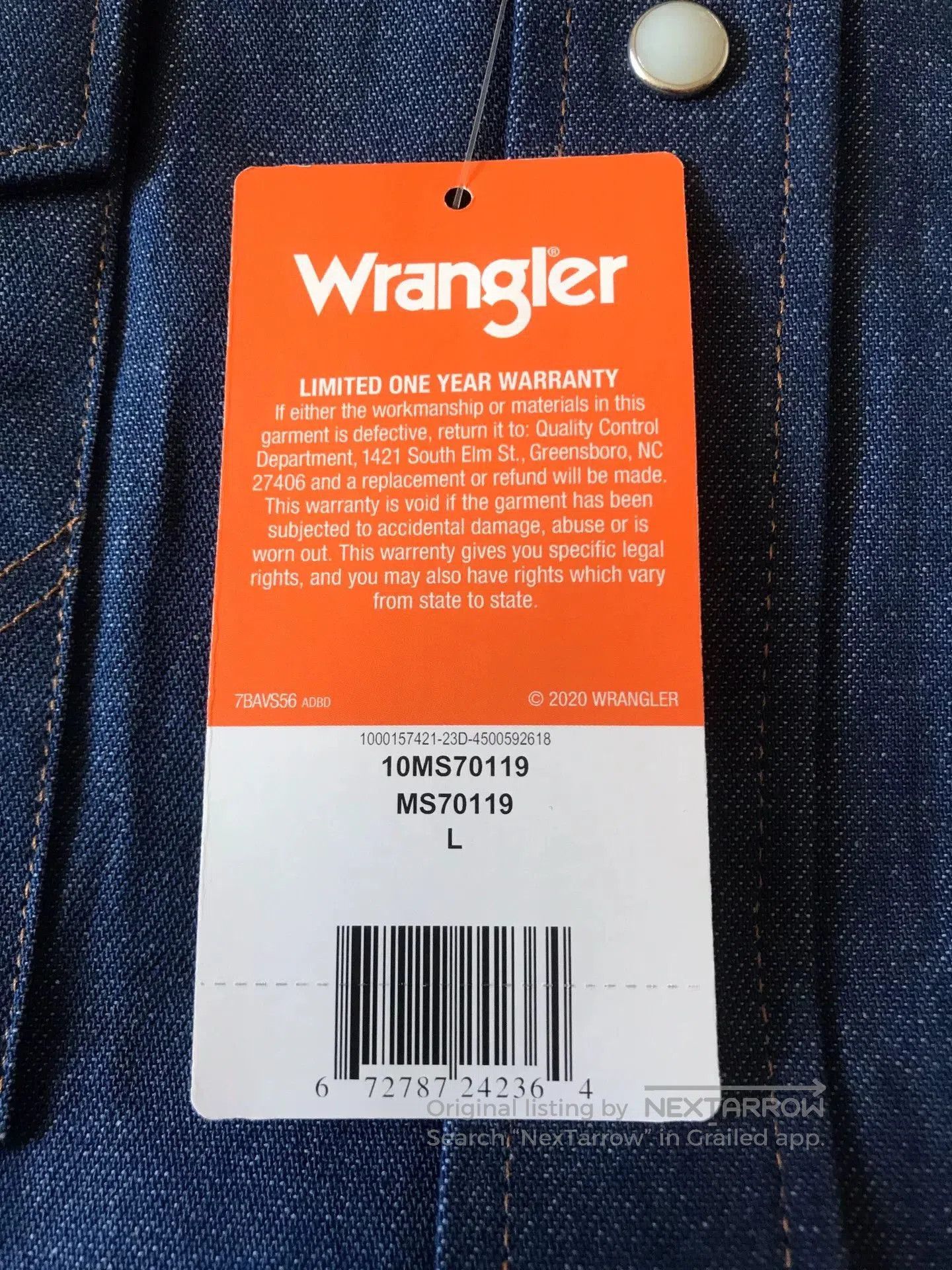 Wrangler Wrangler MS70119 Western Denim Shirt. Size US L / EU 52-54 / 3 - 8 Thumbnail