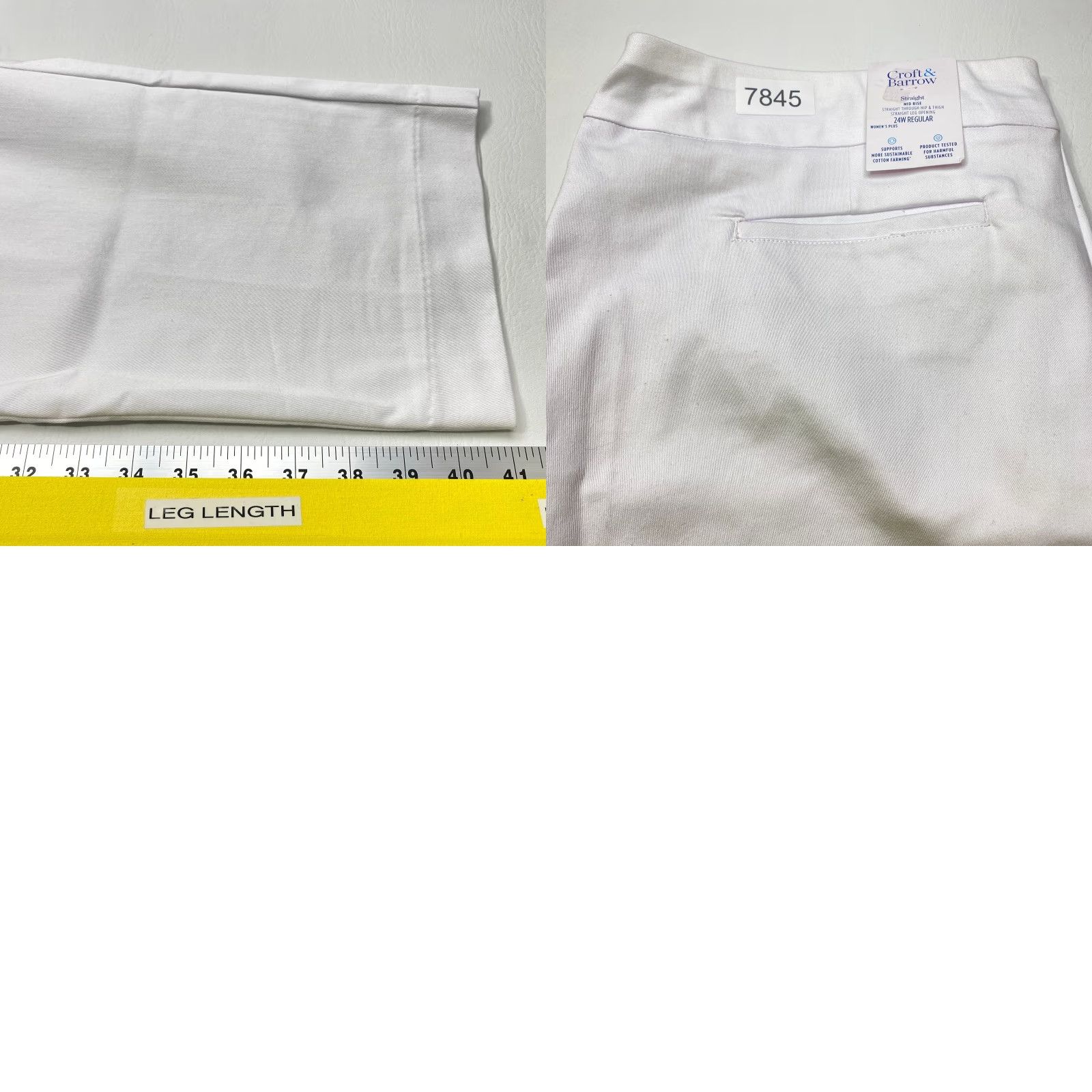 Croft & Barrow NWT Croft & Barrow Effortless Stretch Pants Womens 24w Reg White Straight Leg Size 42" / US 20 - 9 Thumbnail