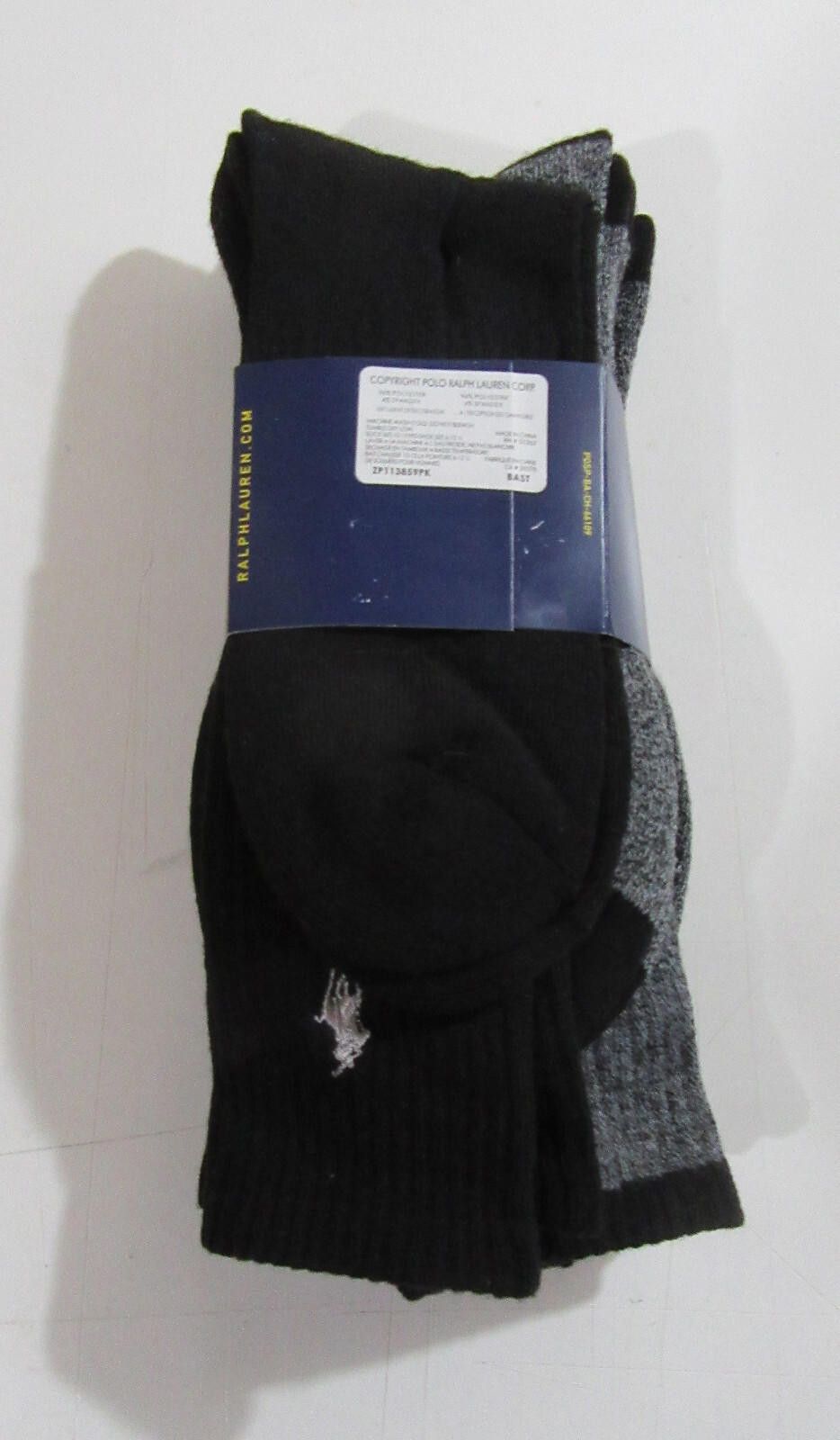 Polo Ralph Lauren Polo Ralph Lauren Mens Contrast Heel Crew Socks Grey Black Size ONE SIZE - 12 Thumbnail