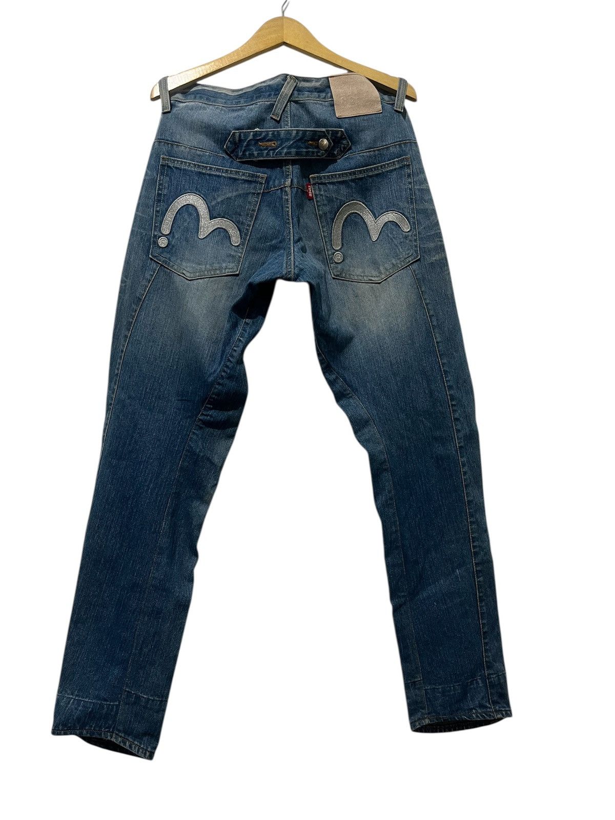 Japanese Brand Evisu Genes Baggy Denim Silver Logo Embroidery Y2K Style Size US 30 / EU 46 - 2 Thumbnail