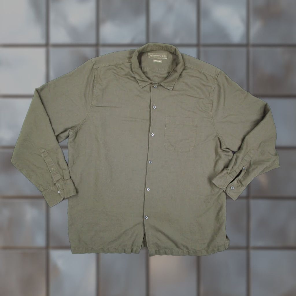 Abercrombie & Fitch Abercrombie & Fitch Shirt Mens 2XL Green Linen Button-Up Long Sleeve Casual Workwear Travel Bohemian 90s? Size US XXL / EU 58 / 5 - 1 Thumbnail