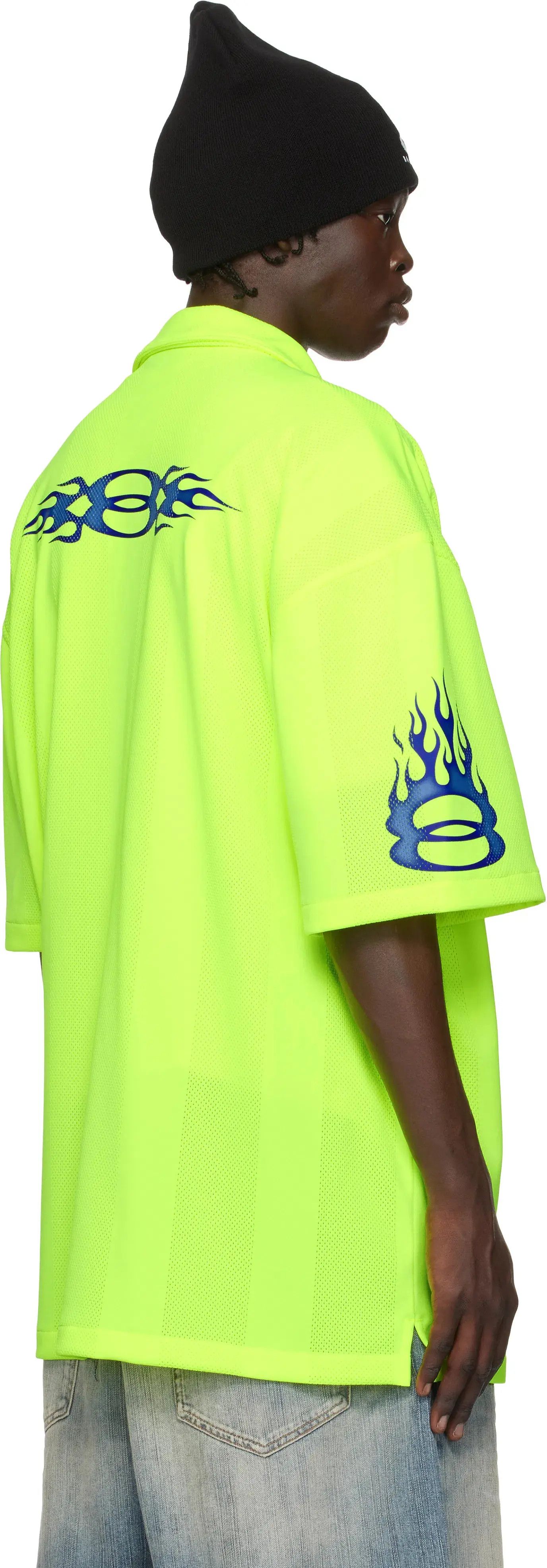 Balenciaga o1mt1gz0725 Short Sleeve Shirt in Fluo Yellow Size US XS / EU 42 / 0 - 3 Thumbnail