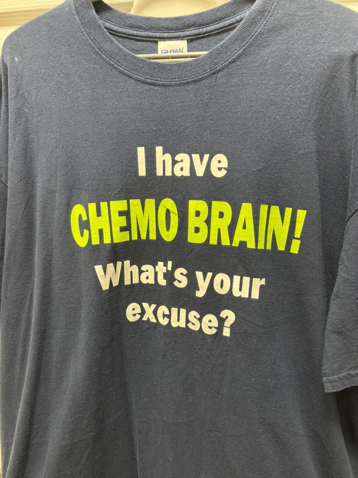Gildan Gildan Chemo Brain Vintage Funny Humor Text Dark Shirt Navy Size US XXL / EU 58 / 5 - 4 Thumbnail