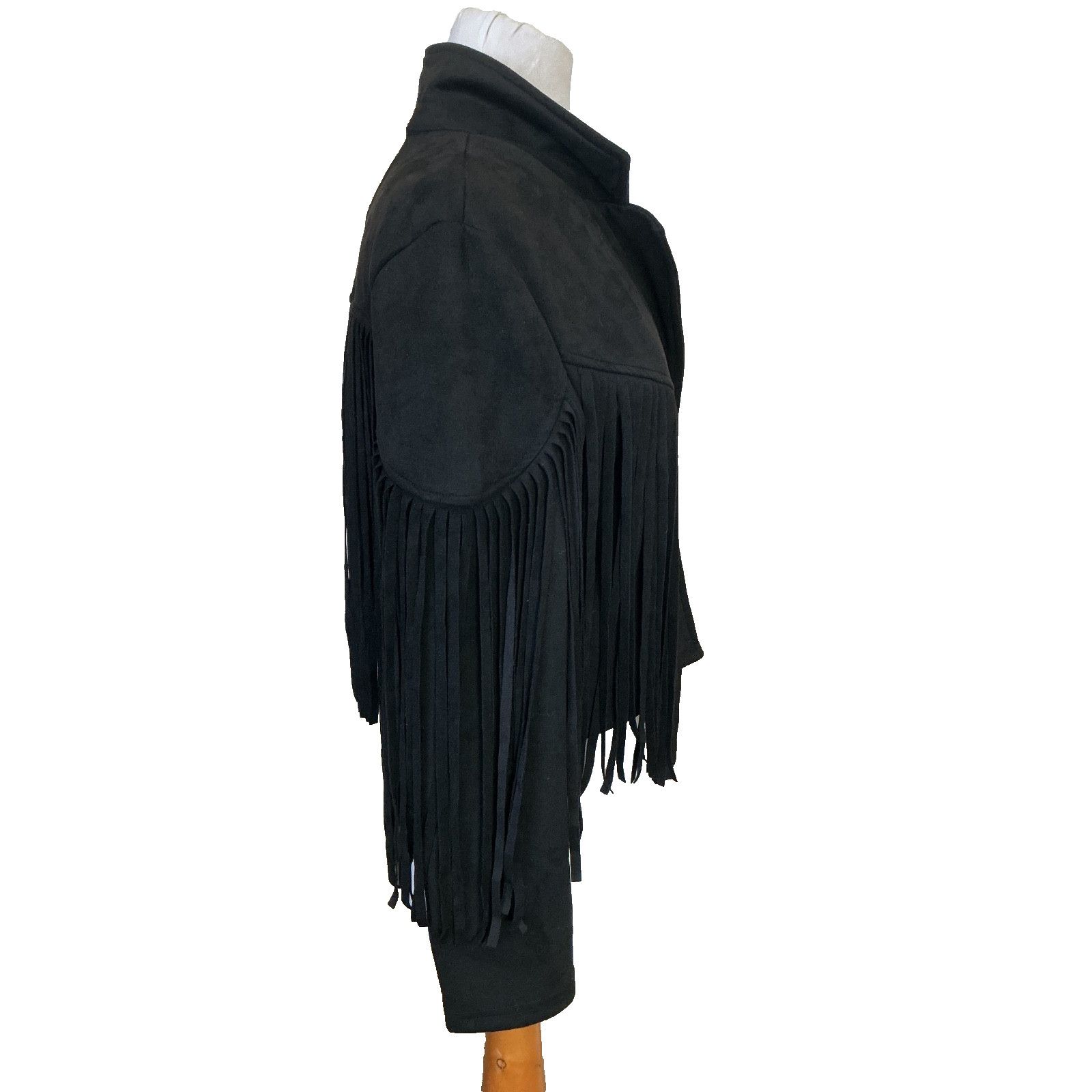 Other BLACK FAUX SUEDE FRINGED CROPPED WESTERN COWBOY MOTO JACKET Size M / US 6-8 / IT 42-44 - 6 Thumbnail