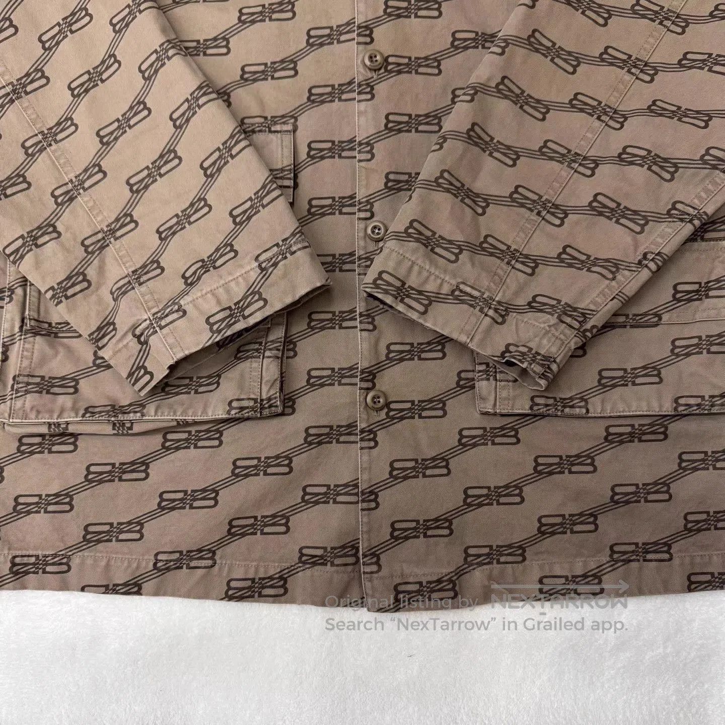 Balenciaga Brown Patterned Short Sleeve Utility Shirt XL. Size US XL / EU 56 / 4 - 2 Thumbnail