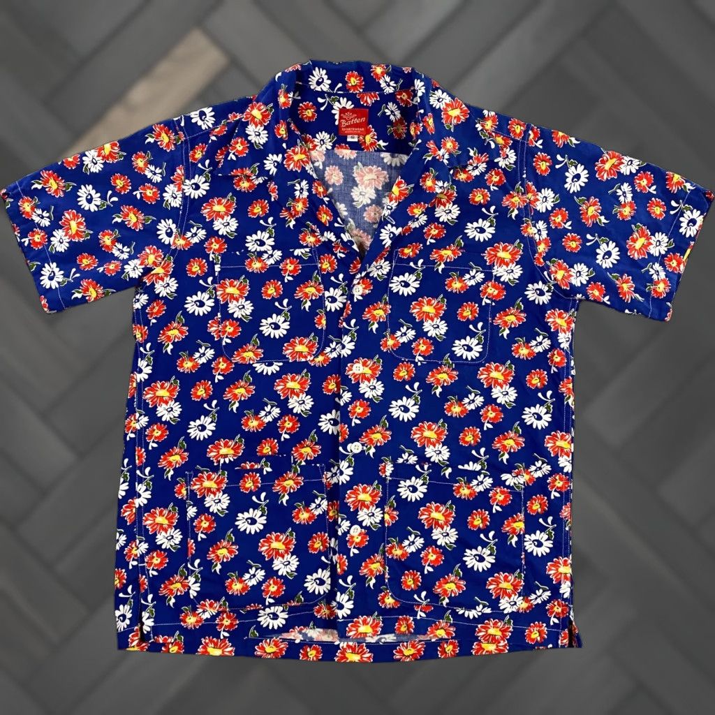 Batten Shirt Mens S Hawaiian Floral Camp Loop Collar Retro Made in USA