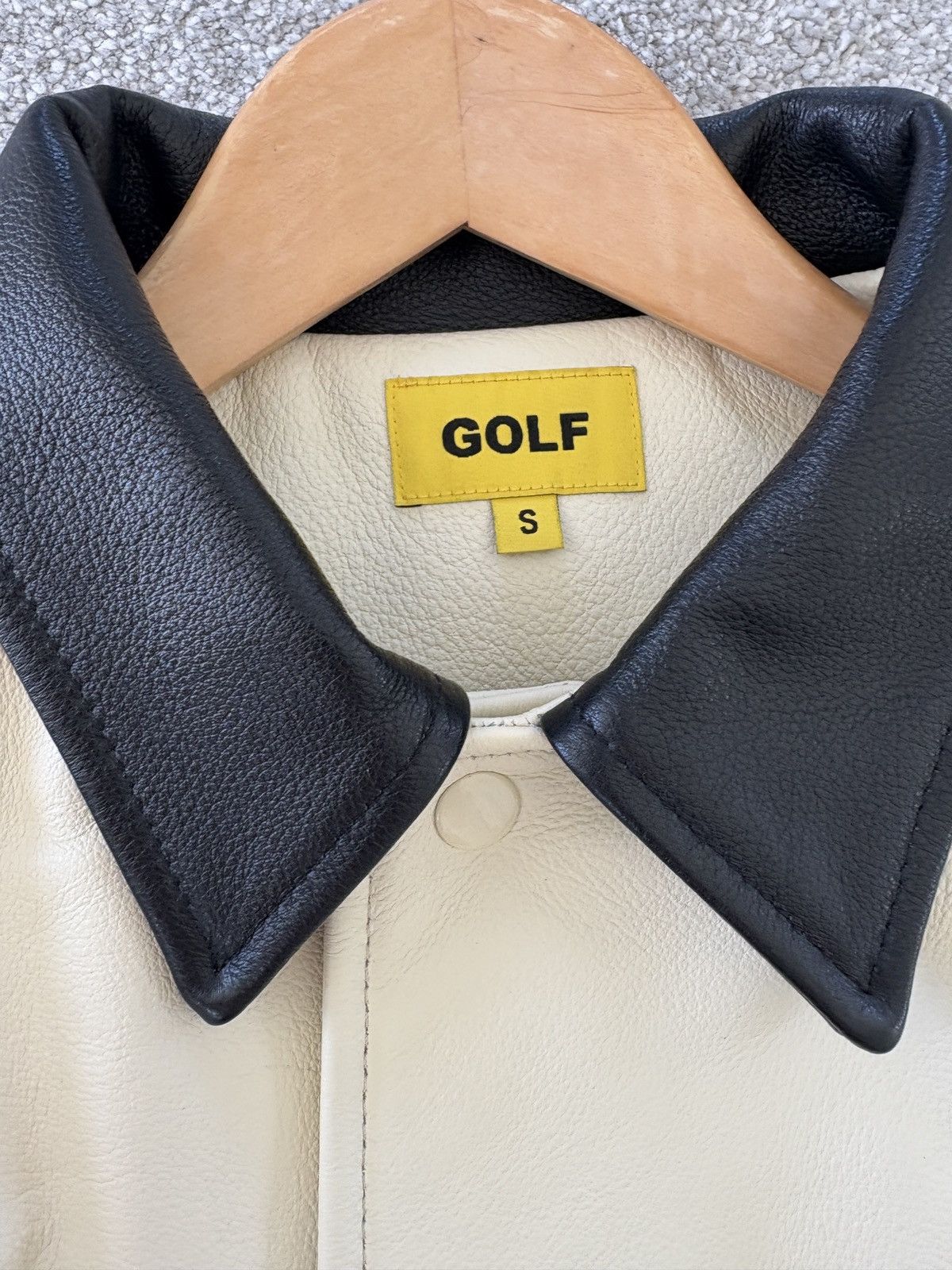 Golf Wang Golf Wang Olde Cream Leather Jacket (Winter 2020) Size US S / EU 44-46 / 1 - 6 Thumbnail