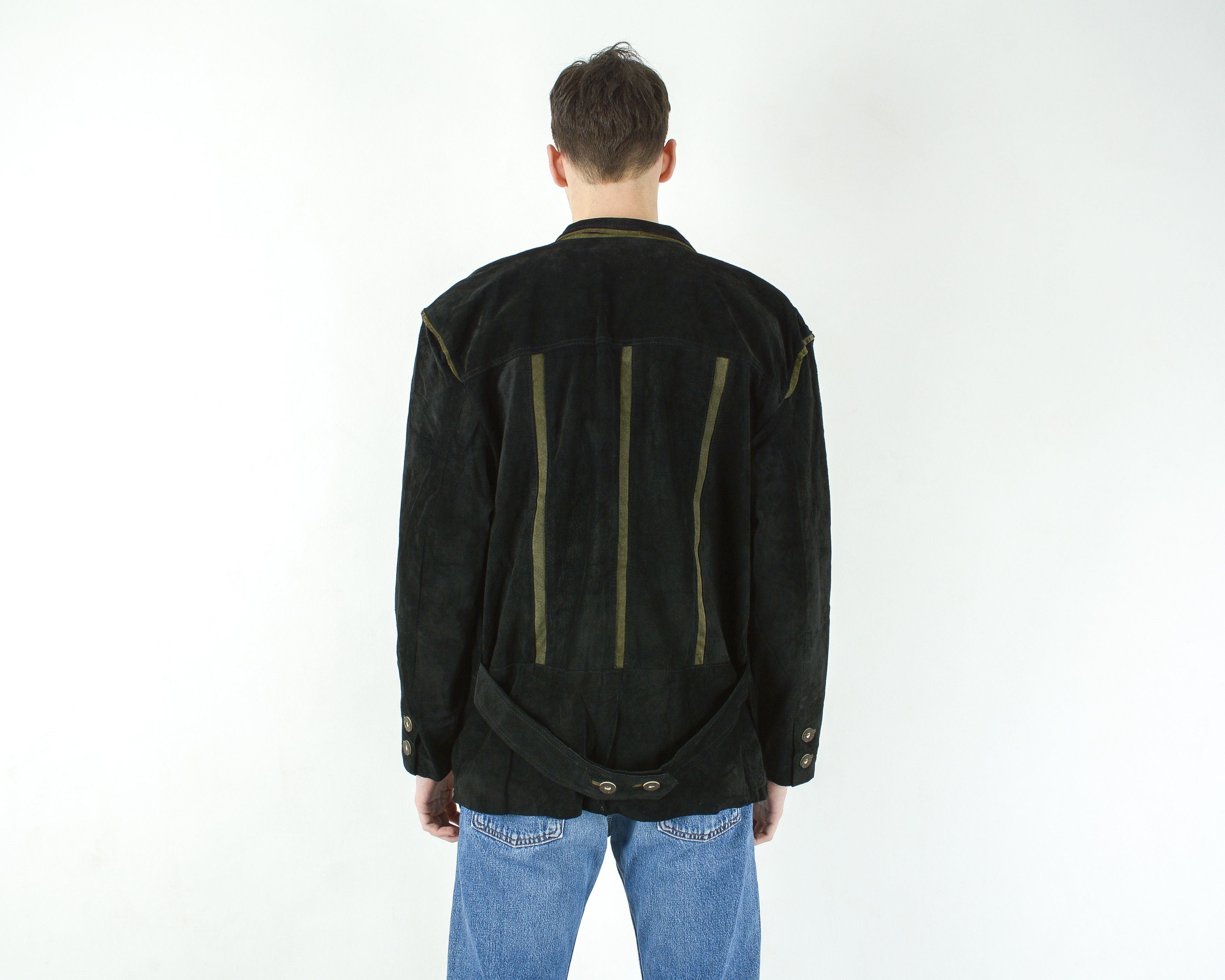 Cowboy Equipment Blazer UK 42 US Suede Leather Jacket Trachten L Coat Jager Size 42R - 5 Thumbnail