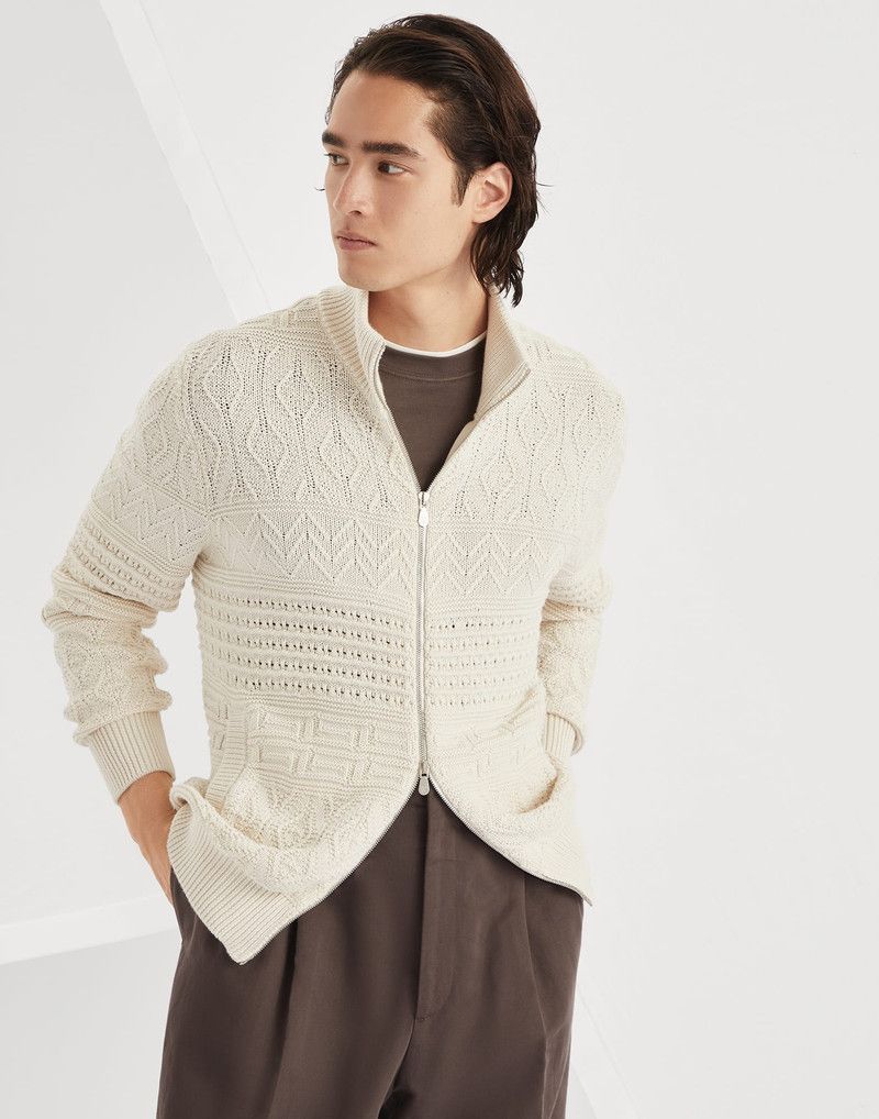 Brunello Cucinelli o1w1db10326 Cardigan in Open White Size US M / EU 48-50 / 2 - 1 Thumbnail
