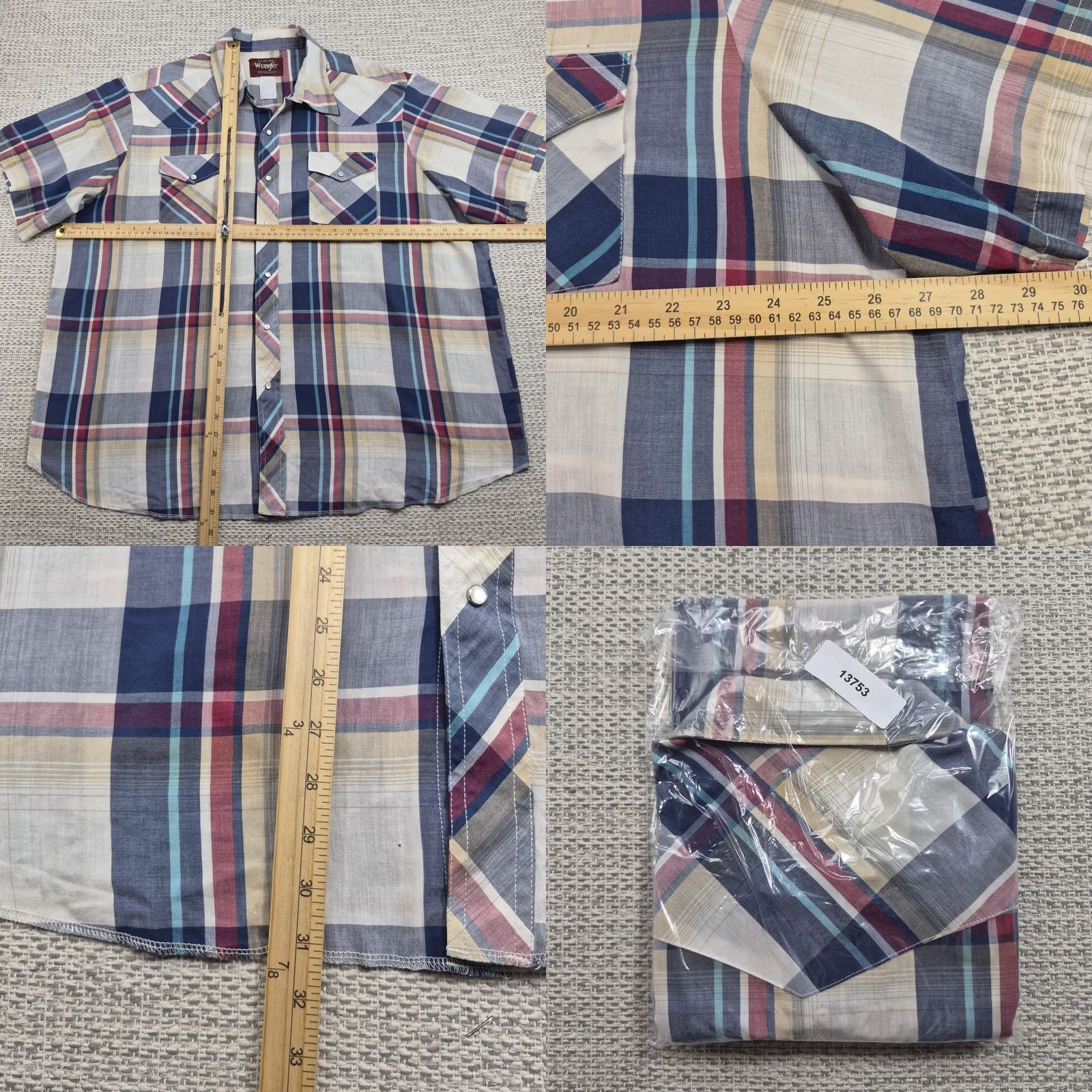 Wrangler VTG Wrangler Snap Shirt Mens Big 2XL Big Man Plaid Short Sleeve Western Casual Shirt Size US XXL / EU 58 / 5 - 8 Thumbnail