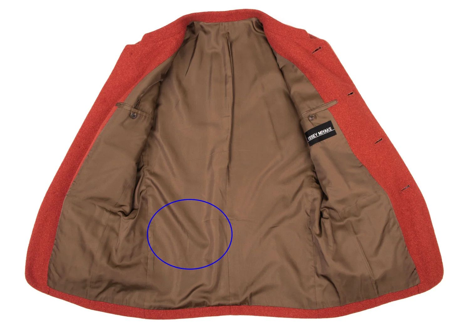 Issey Miyake Wool Band Collar Flap Pocket Jacket in Orange, Size M Size US M / EU 48-50 / 2 - 11 Thumbnail