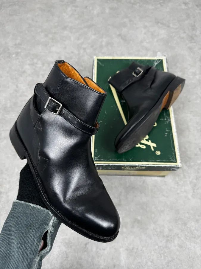 Paraboot Black Leather Buckle Boots