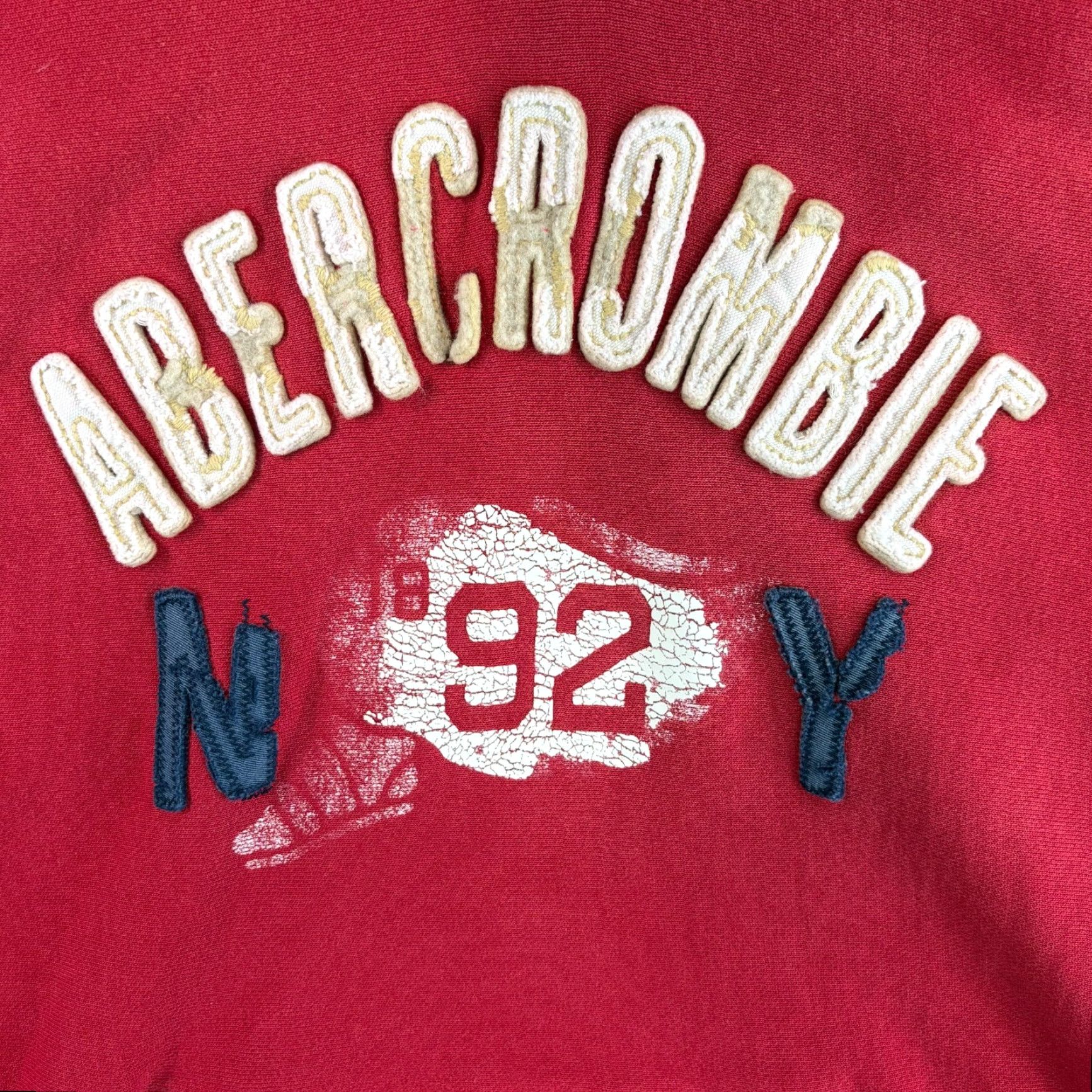 Abercrombie & Fitch VINTAGE Abercrombie & Fitch NY Waffle Hoodie Men L Red Solid Logo Embroidered Hooded Zip Pockets Heavyweight 90s Designer Pullover Size US L / EU 52-54 / 3 - 4 Thumbnail