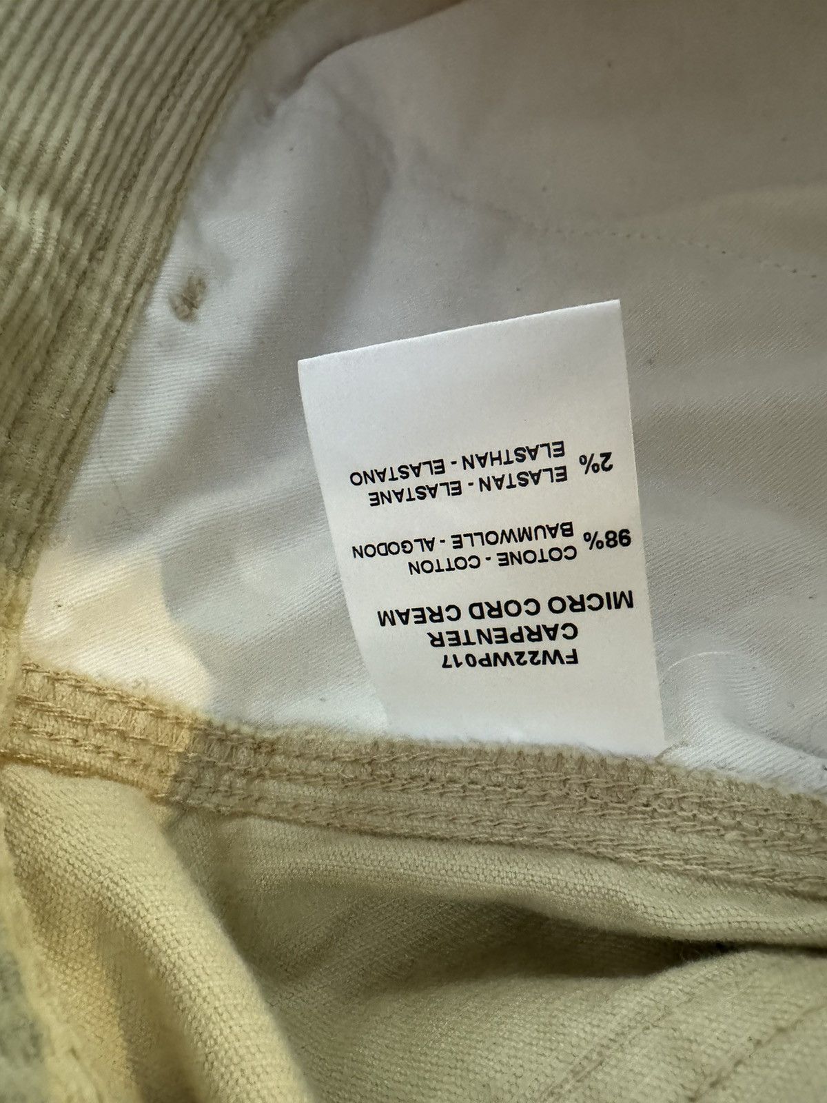 Aime Leon Dore Aime Leon Dore Carpenter Pants in Cream Micro Cord Sz Large Size US 35 - 8 Thumbnail