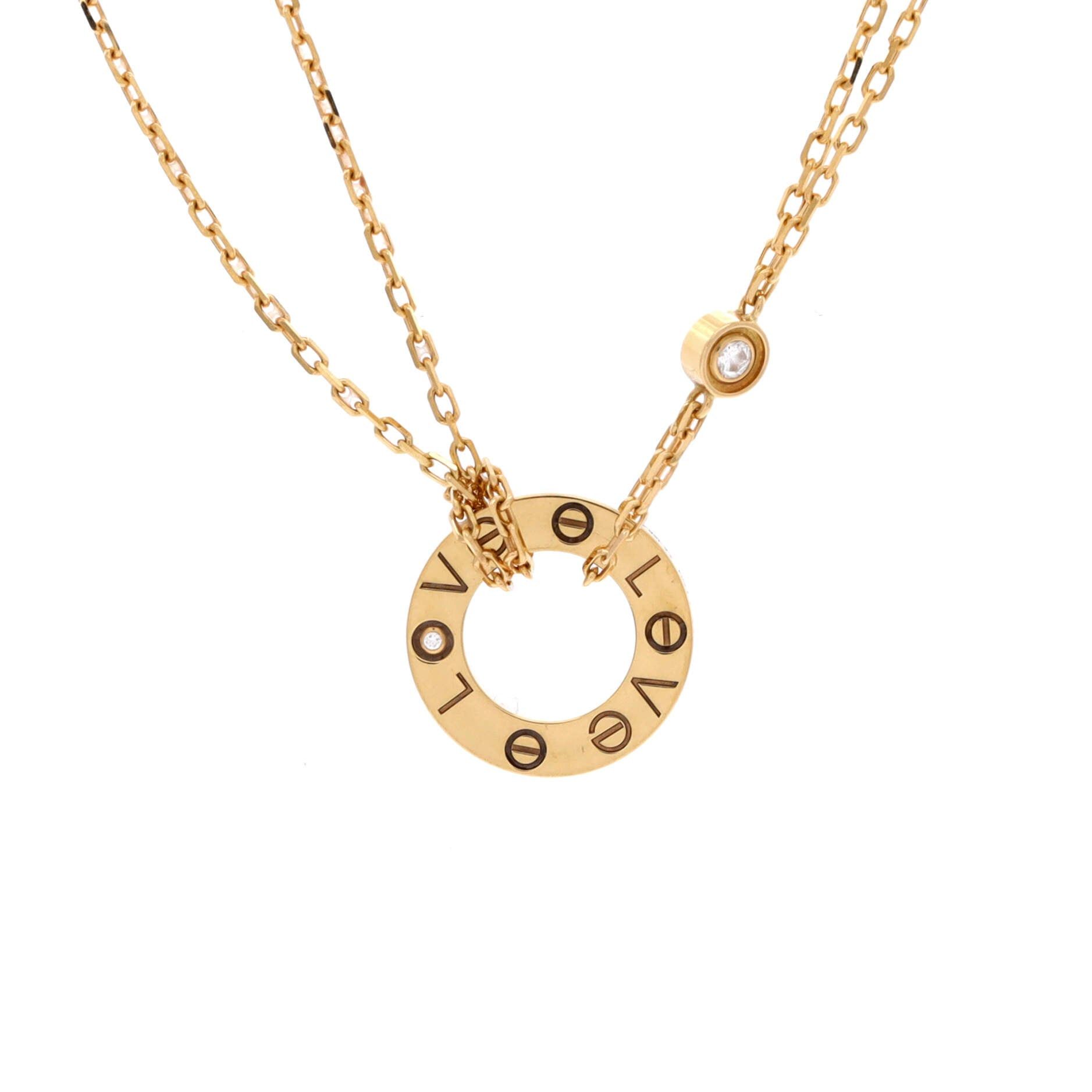 Cartier 2 Diamonds Love Pendant Necklace Size ONE SIZE - 1 Thumbnail