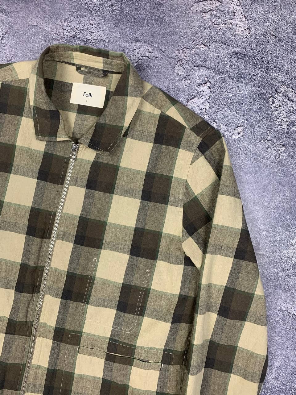 Folk Folk Men’s Zip Ovesrhirt Jacket Multi Check Size L (3) Size US L / EU 52-54 / 3 - 3 Thumbnail