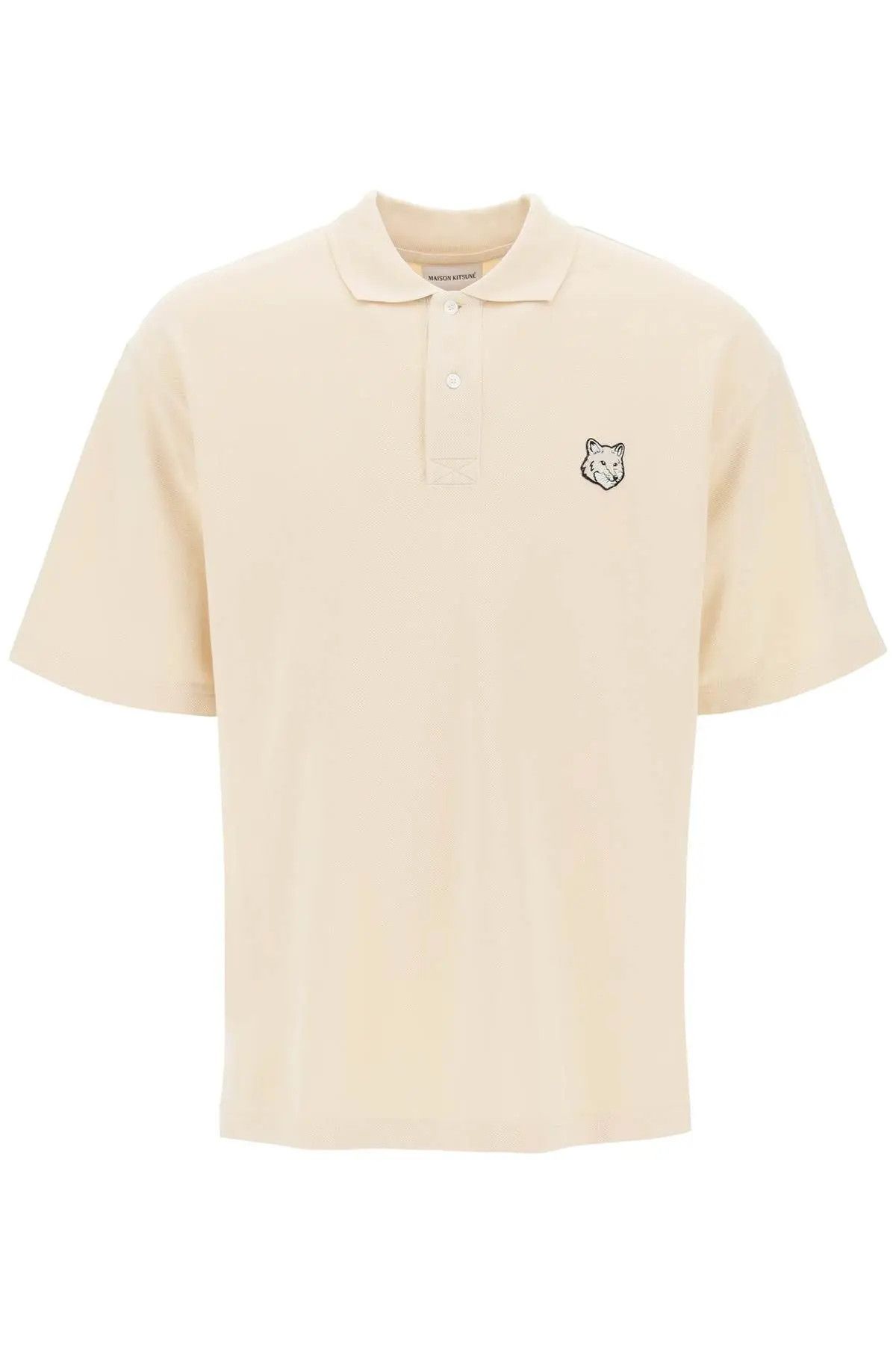 image of Maison Kitsune O1S22I1N0324 "oversized Polo Shirt In Beige, Men's (Size Small)