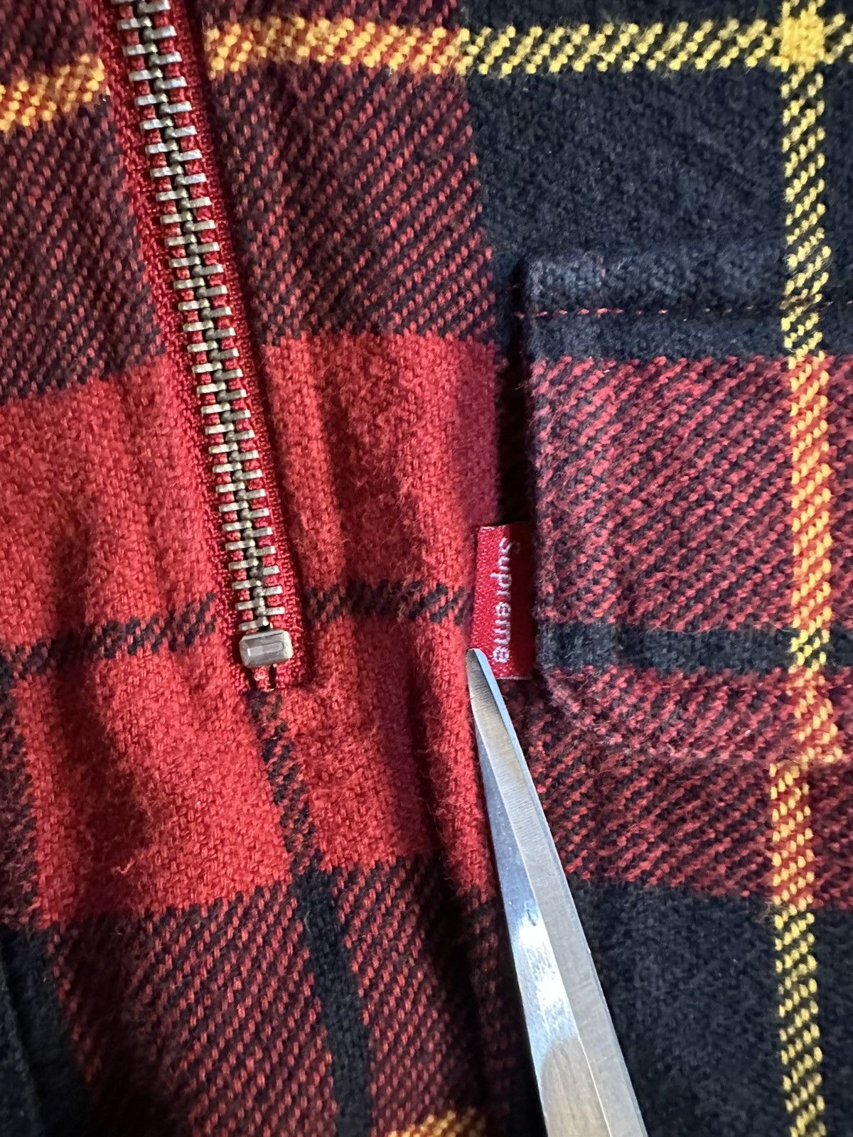 Supreme Hooded Plaid Half Zip Shirt - Red, Medium Size US M / EU 48-50 / 2 - 3 Thumbnail