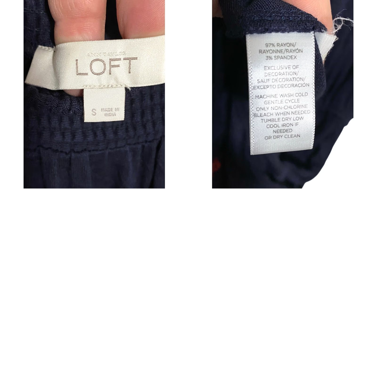 Loft Loft Off Shoulder Embroidered Navy Dress S Tassel Boho Peasant Cinched Tie Waist Dress Women S Navy Geometric Embroidery Bohemian 90s Inspired Size S / US 4 / IT 40 - 8 Thumbnail