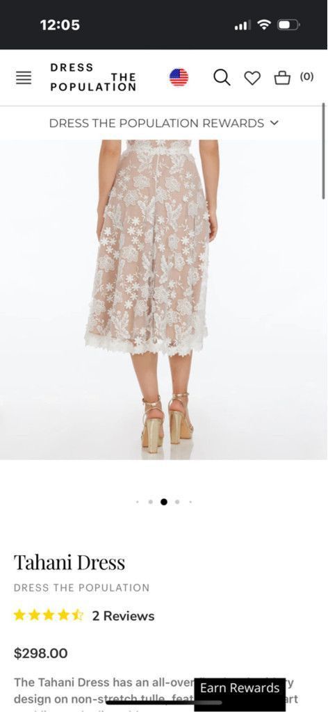 Women's Dress the Population White Floral Midi Dress Size S