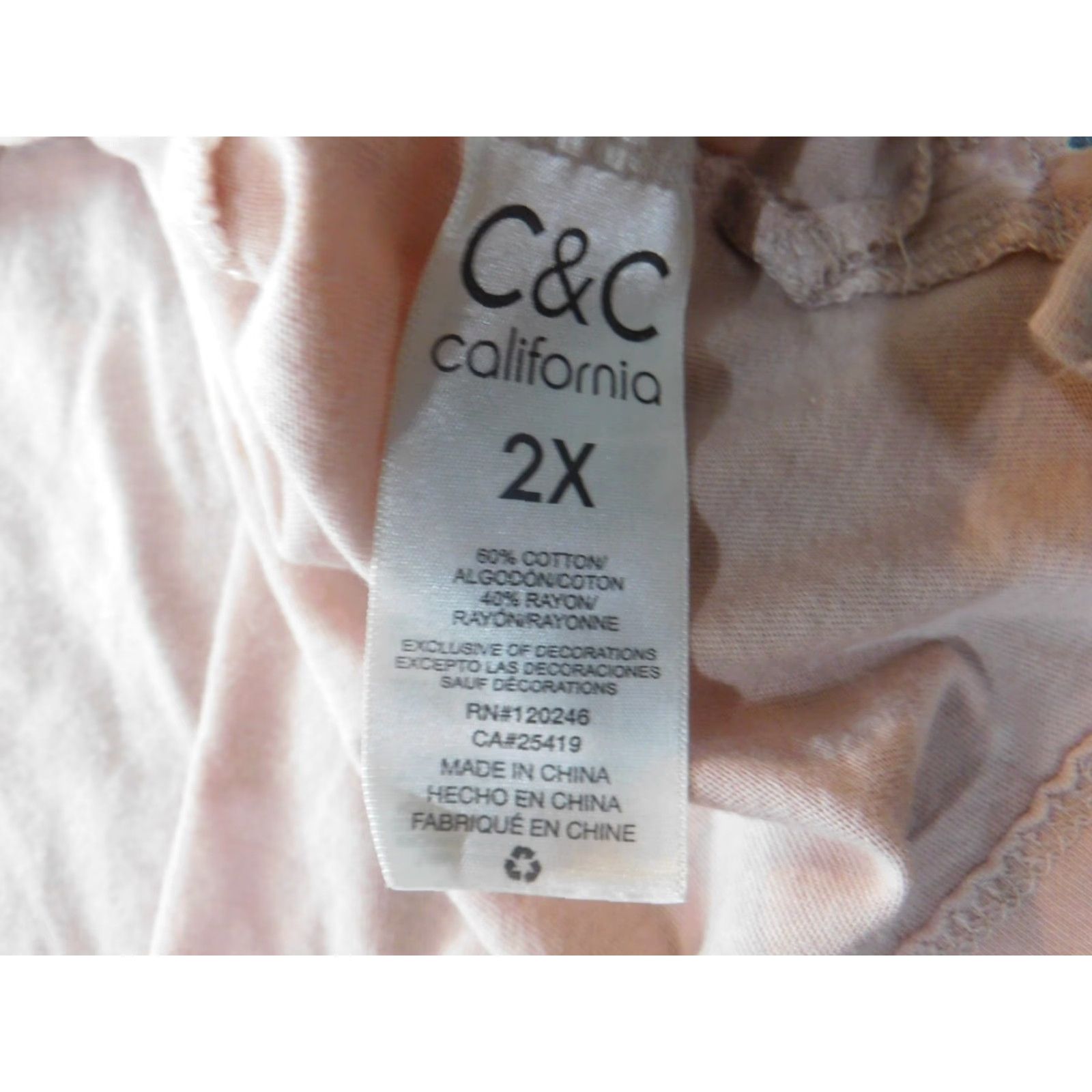 Vintage C&C California Blouse Womens 2X Plus Pink Short Sleeve Pullover Knit Cotton Rayon Button Collared Casual Basic Size XXL / US 16-18 / IT 52-54 - 7 Thumbnail