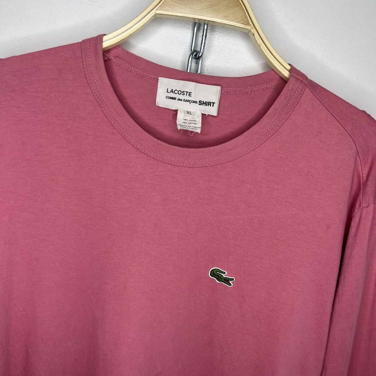 Comme des Garcons SHIRT × Lacoste Lacoste Comme Des Garcons Bias-Cut Longsleeve Tshirt Pink Size US L / EU 52-54 / 3 - 4 Thumbnail