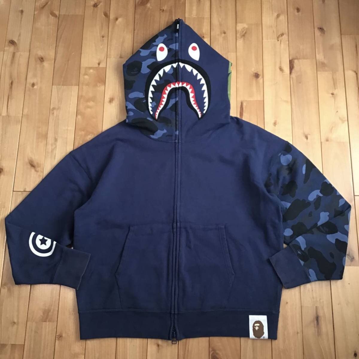 Bape shark hoodie blue camo hotsell