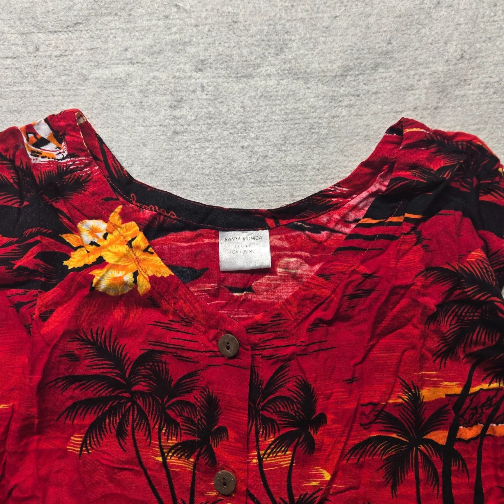 Vintage Santa Monica Shirt Red Floral Beach Button Up Tank Top Adult Women's L Large Size L / US 10 / IT 46 - 2 Thumbnail
