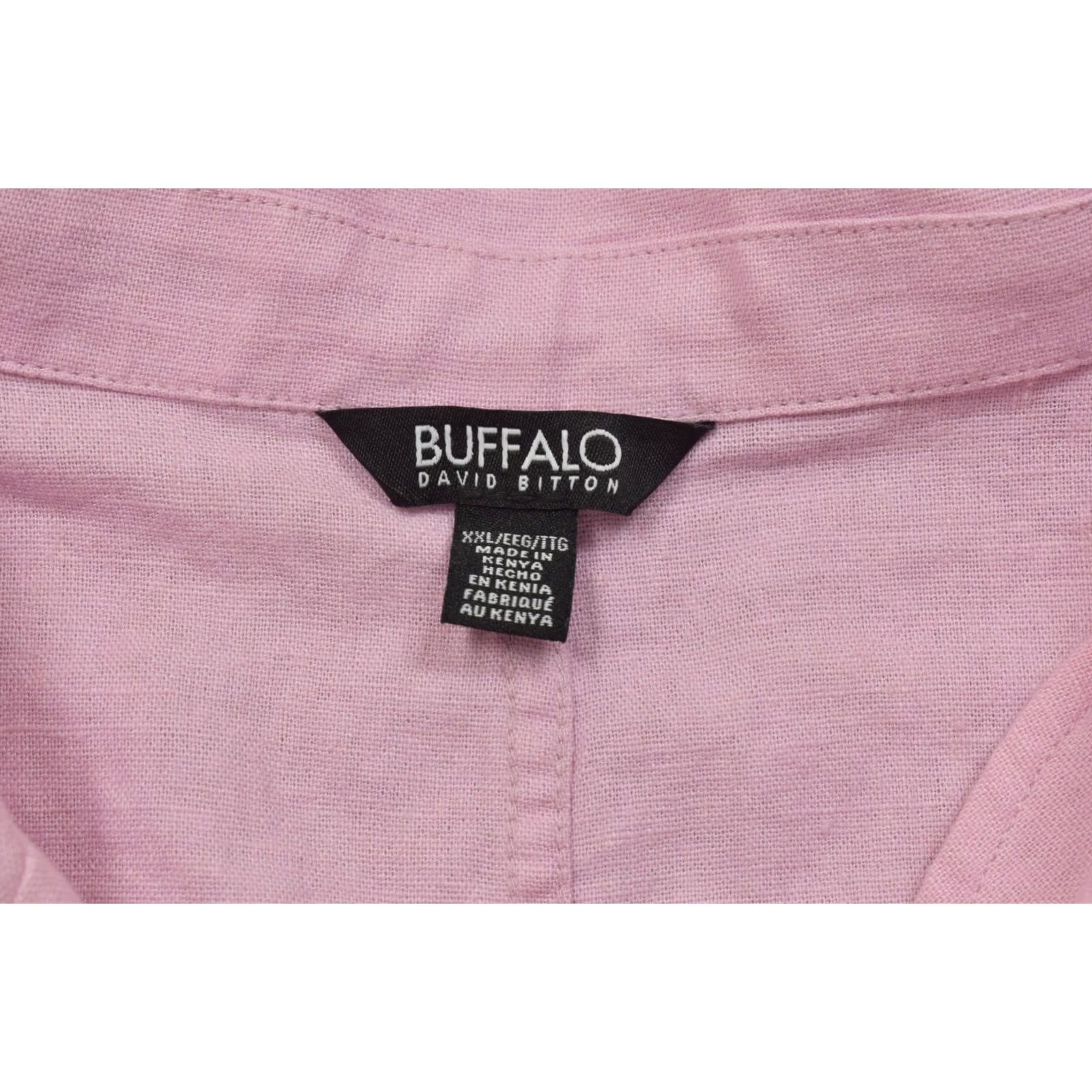 Buffalo David Bitton VINTAGE: No Buffalo Jeans Women's 2XL Pink Linen Viscose Short Sleeve Button-Up Cam Shirt Casual Summer Spring Fall Womens Size 40" / US 18 - 6 Thumbnail