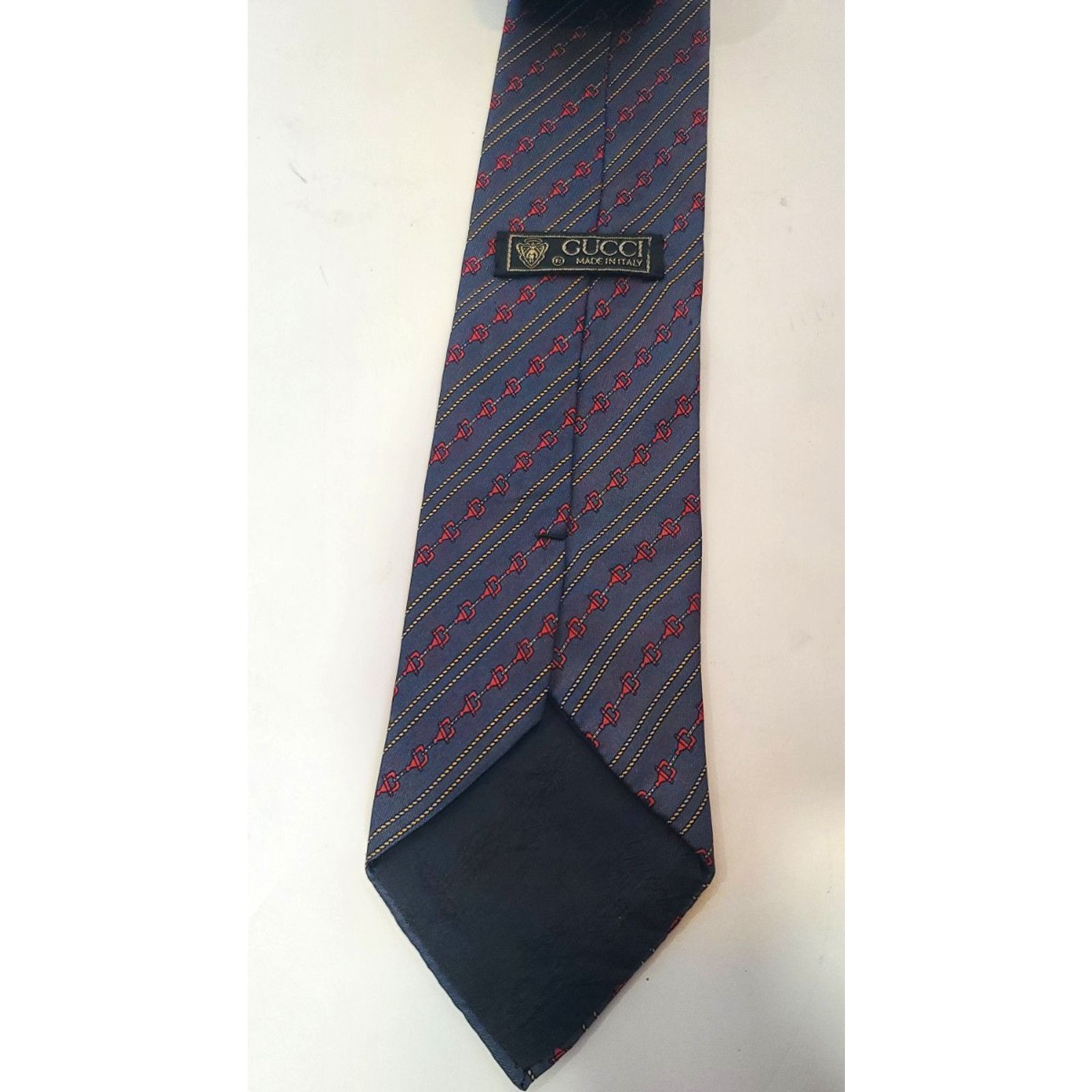 Gucci Vintage Gucci Mens Blue Chain Logo 100% Silk Mens Tie Size ONE SIZE - 4 Thumbnail