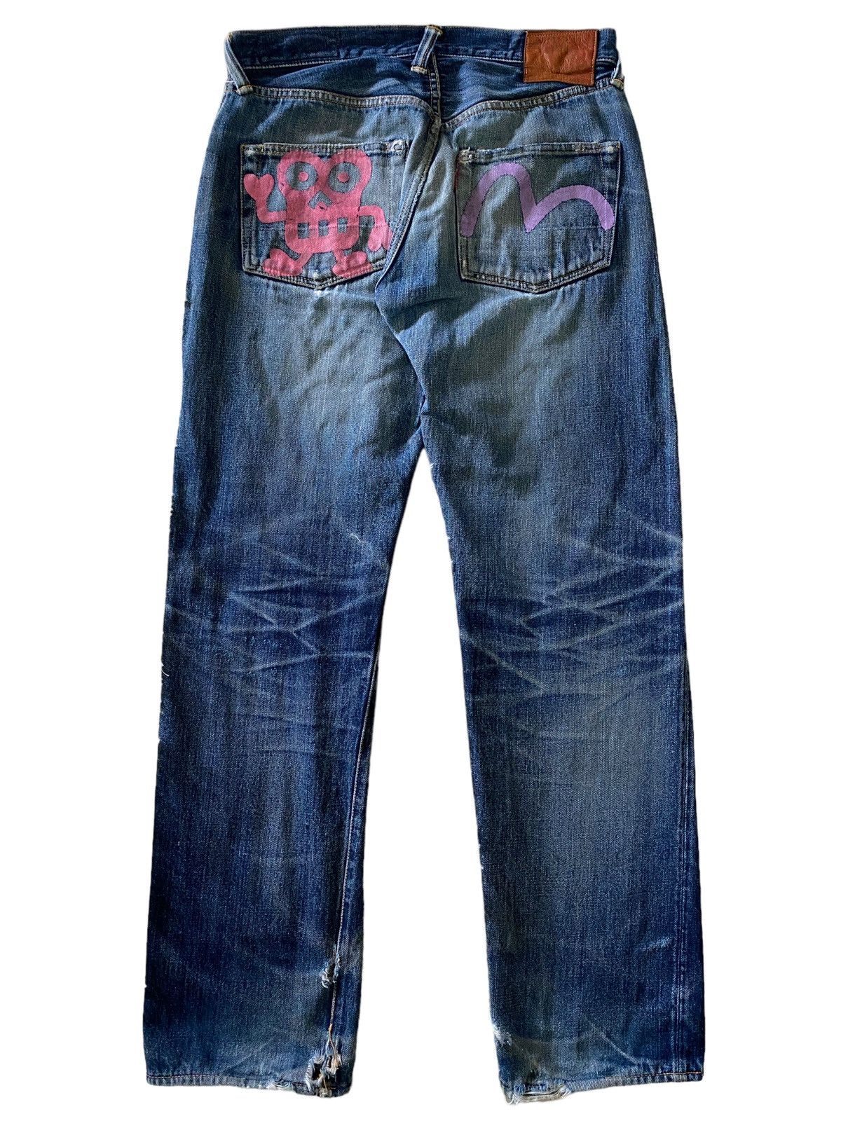 image of Distressed Denim x Evisu Steal Dealsevisu No 2 Lot 2000 Japan in Faded Indigo, Men's (Size 32)
