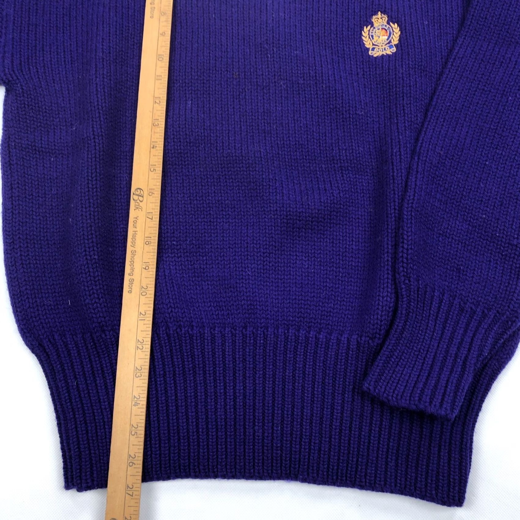Polo Ralph Lauren Polo Ralph Lauren Men's XL Purple 100% Wool Crew Neck Sweater Embroidered Crest Pullover Knit Solid Classic Preppy Mens Size US XL / EU 56 / 4 - 5 Thumbnail