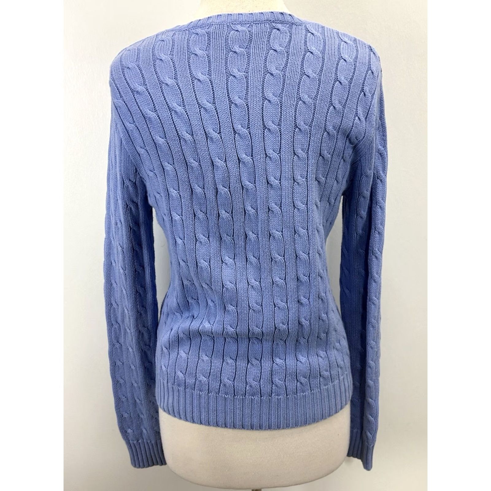 Ralph Lauren VINTAGE Ralph Lauren Sport Cableknit Sweater Women’s XL Blue Pony Logo Vneck Preppy Womens XL Blue Pony Logo V-Neck Pullover Cotton Knit Cable-Knit Size XL / US 12-14 / IT 48-50 - 3 Thumbnail