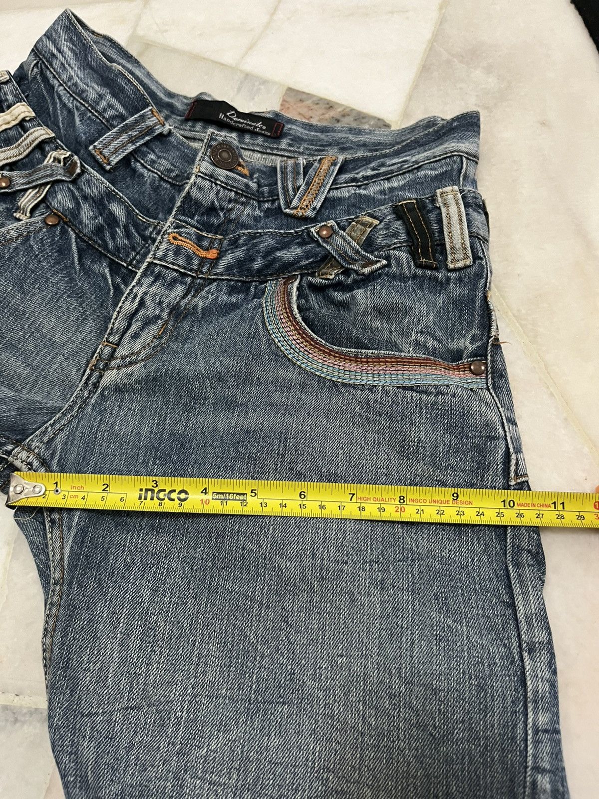 Japanese Brand DOUBLE WAIST DOMINATE HANDCRAFTED DISTRESED DENIM Size US 28 / EU 44 - 15 Thumbnail