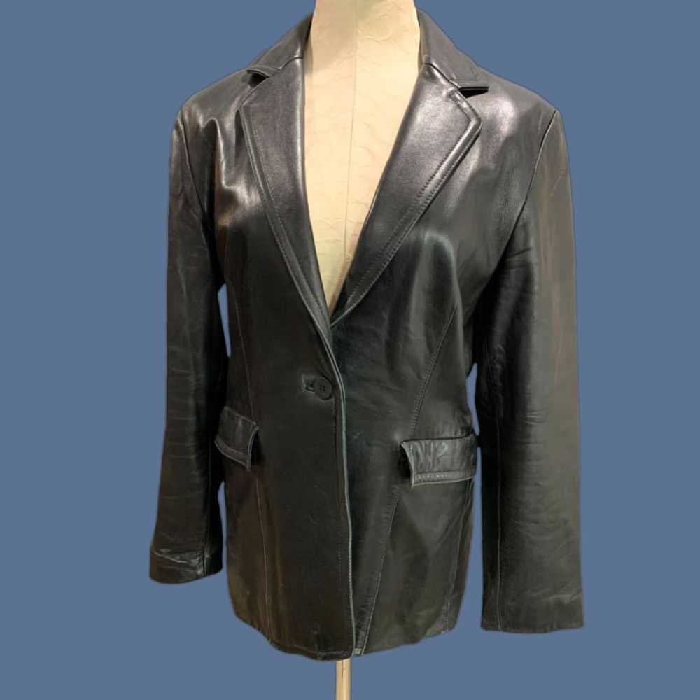 Nine West Nine West Womens Leather Jacket Black Size Medium Biker Jacket Modern Soft Adult Womens Size M / US 6-8 / IT 42-44 - 1 Thumbnail