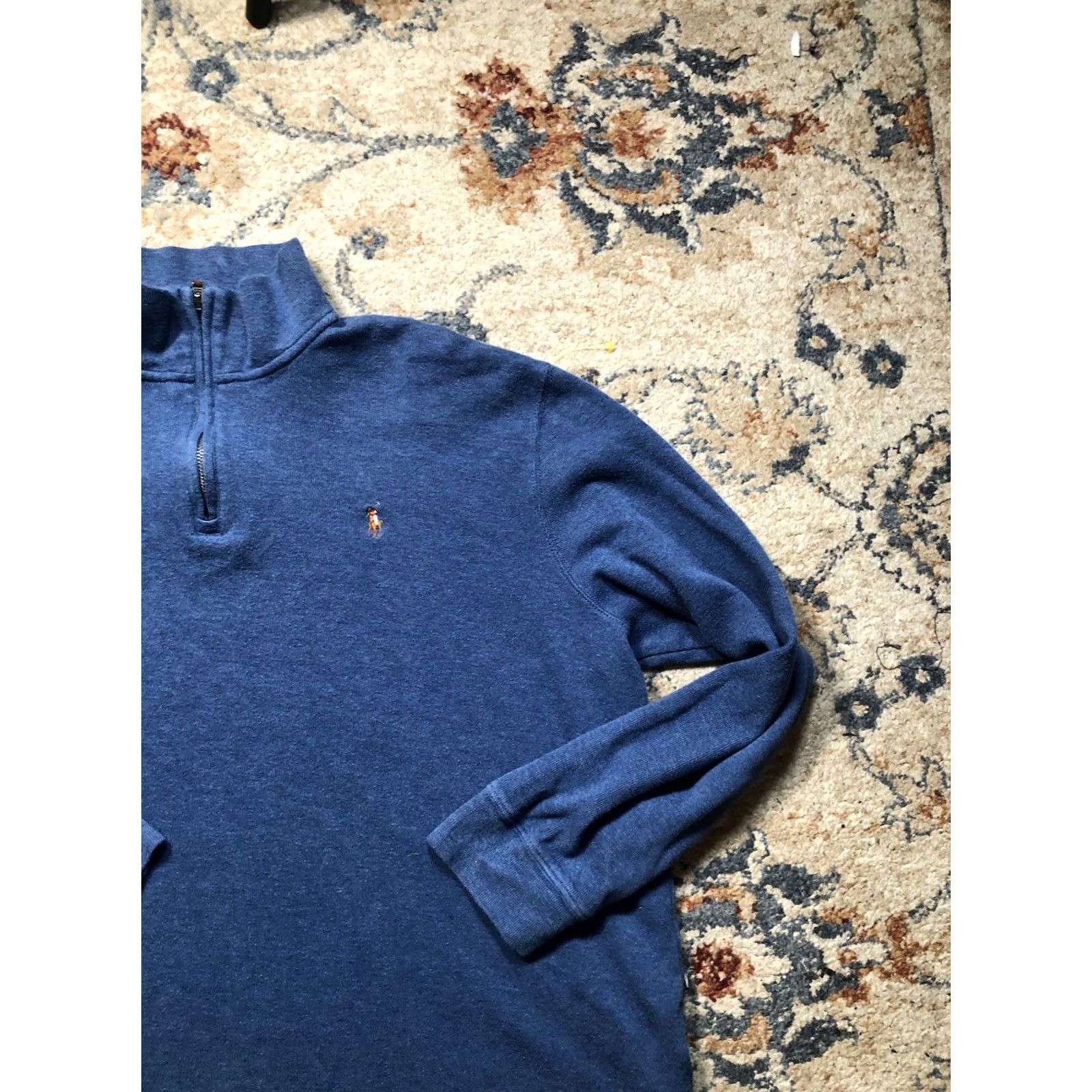 Polo Ralph Lauren Ralph Lauren Polo Estate Rib Sweater Mens XL Blue 1/4 Zip Logo Pony Golf Pullover Size US XL / EU 56 / 4 - 4 Thumbnail