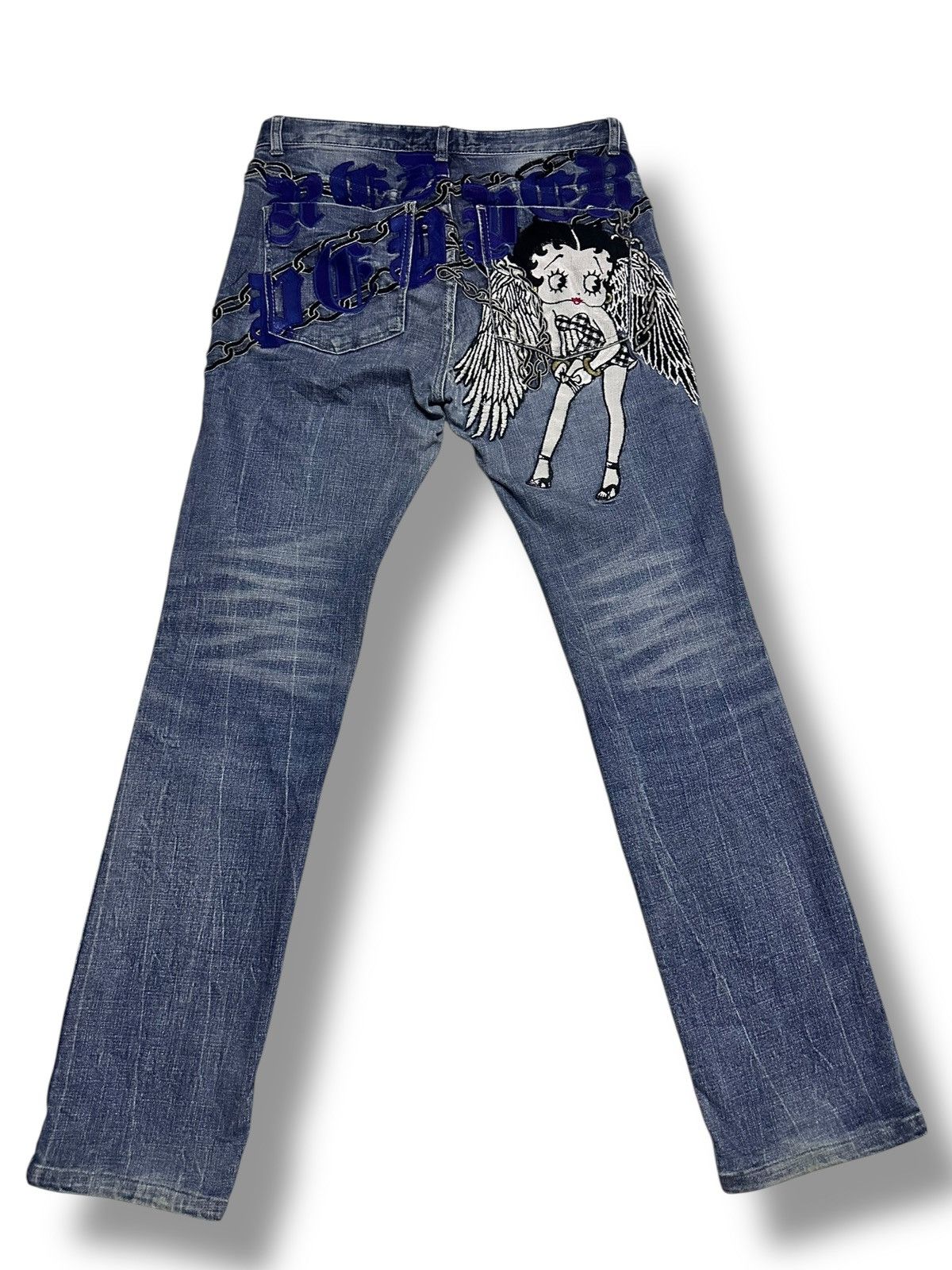 Cartoon Network Red Pepper X Betty Boop Embroidered Vintage Slim Style Faded Size US 33 - 2 Thumbnail