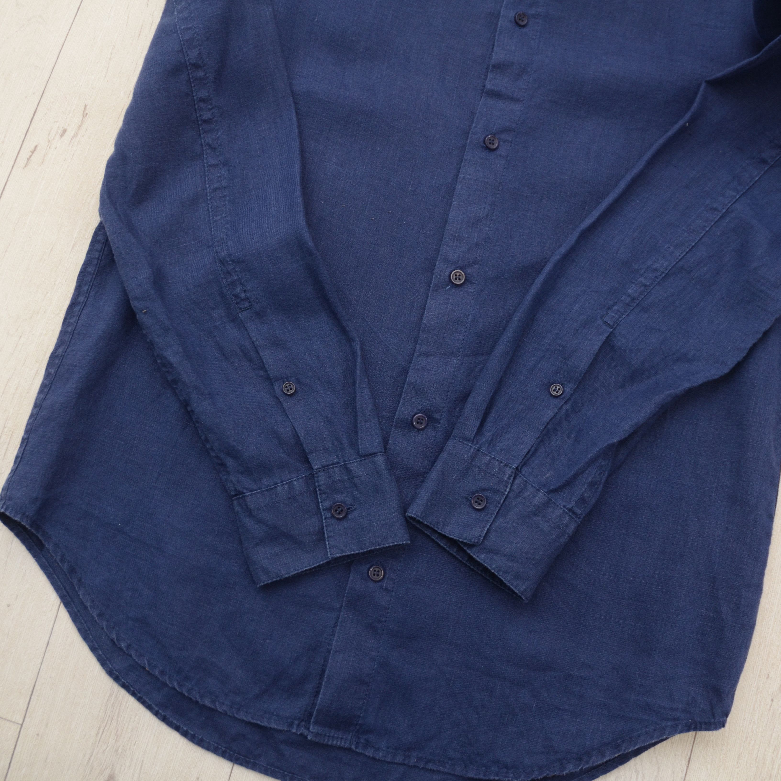 Cos COS Mandarin Collar Hemp Shirt Navy Blue Size S Sustainable Size US S / EU 44-46 / 1 - 6 Thumbnail
