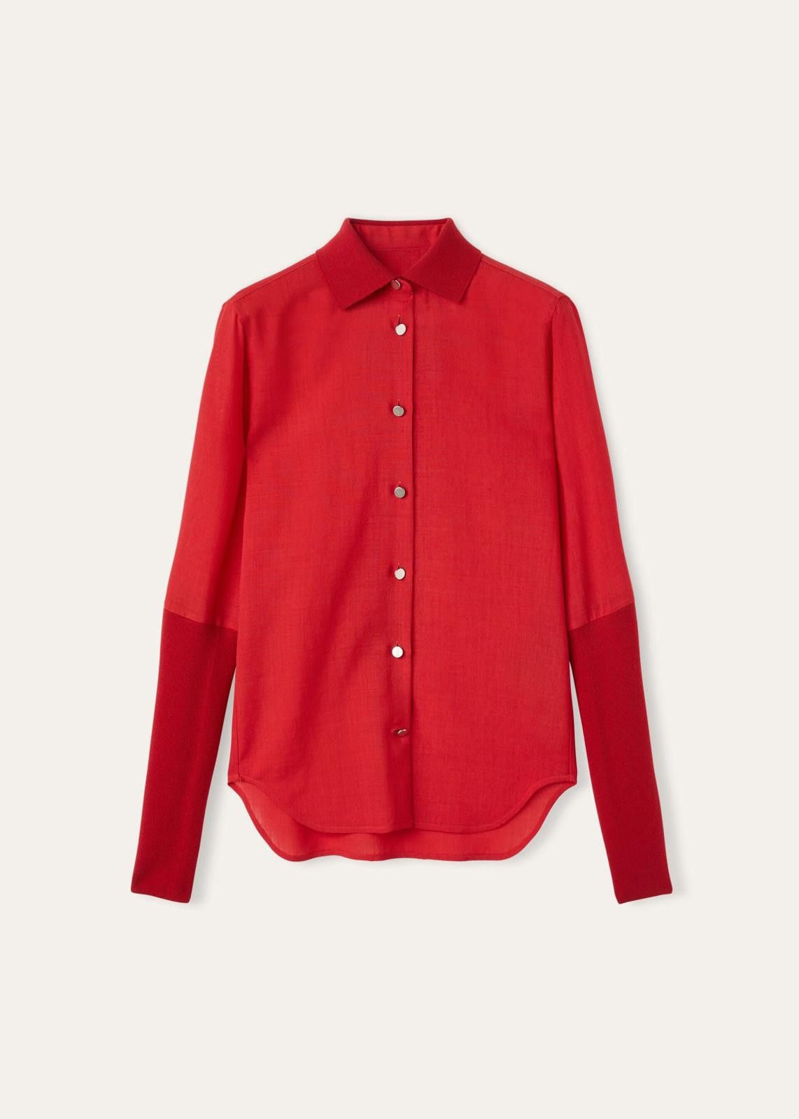 Loro Piana o1srvl11e0125 FAN6978 Leela Breeze Wool Shirt in Red Size XS / US 0-2 / IT 36-38 - 1 Thumbnail