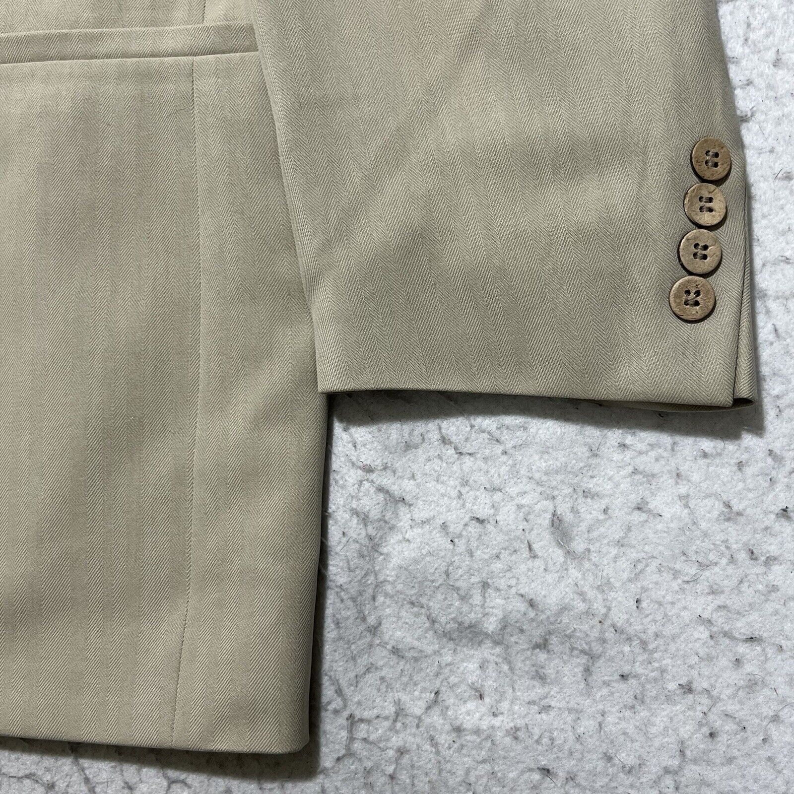 Joseph & Feiss Joseph & Feiss 42S Silk Beige Herringbone Suit Jacket Size 42S - 4 Thumbnail