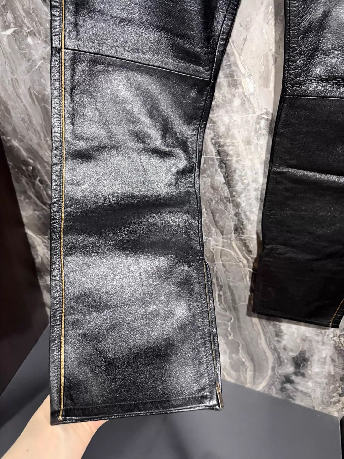 Saint Laurent Paris Saint Laurent 19ss Gold Lambskin 9-Pants 48 (New) Size US 32 / EU 48 - 5 Thumbnail