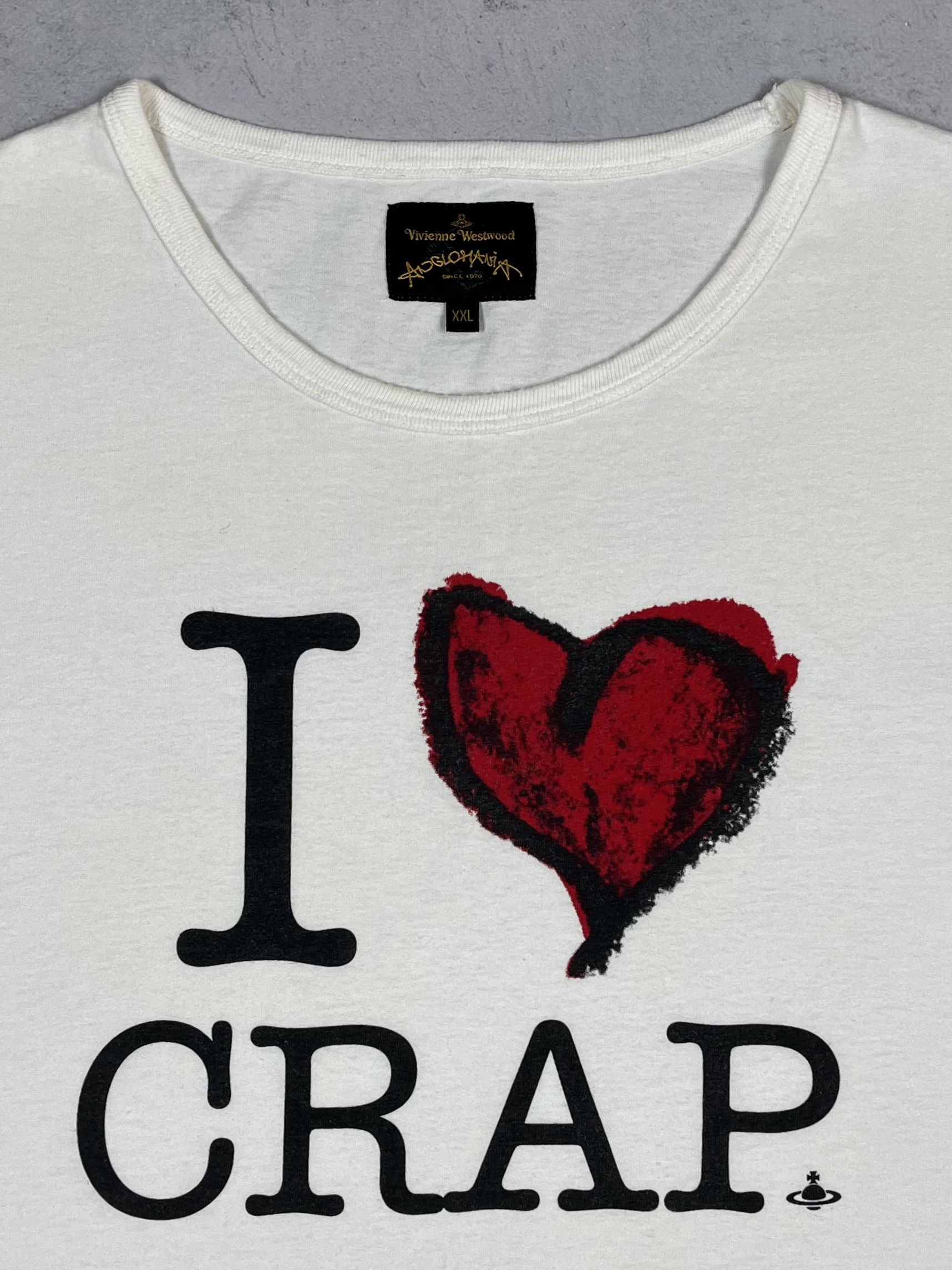 Vivienne Westwood Vivienne Westwood I Love Crap Big Logo Heart T Shirt Size US XXL / EU 58 / 5 - 7 Thumbnail