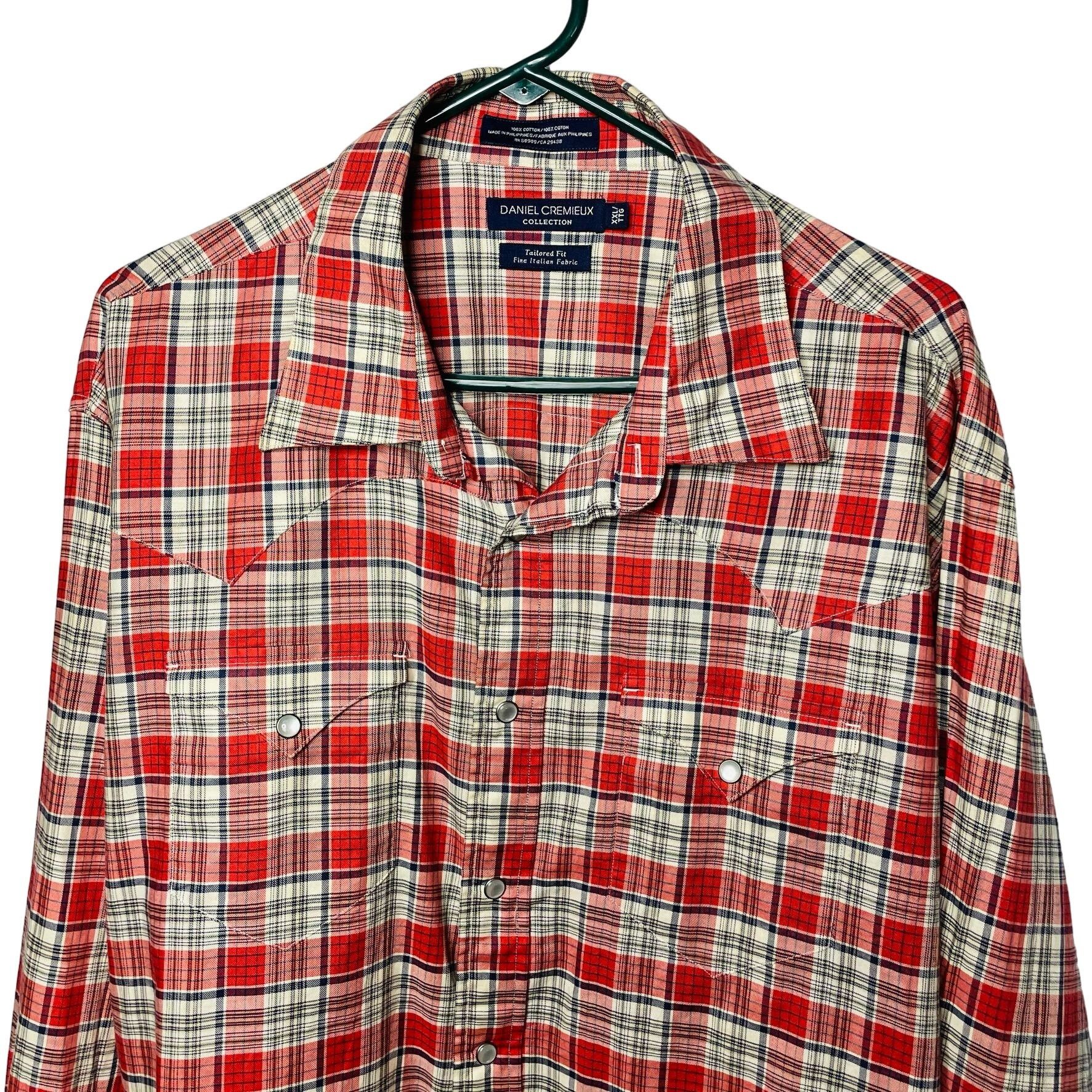 Other Mens Western Pearl Snap Shirt Button Down Plaid Red Blue Top Size US XXL / EU 58 / 5 - 2 Thumbnail
