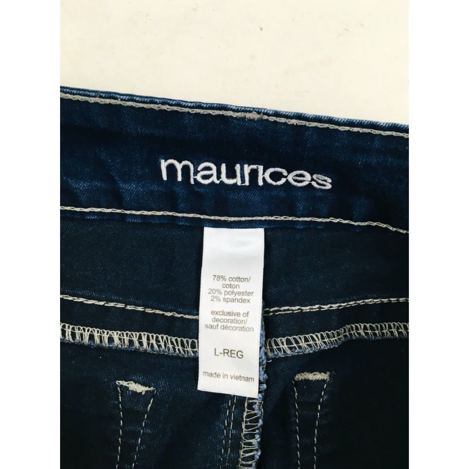 Vintage Maurices Jeans Women's Size Large Dark Denim Stretchy Skinny Solid Mid Rise Size 36" / US 14 / IT 50 - 6 Thumbnail