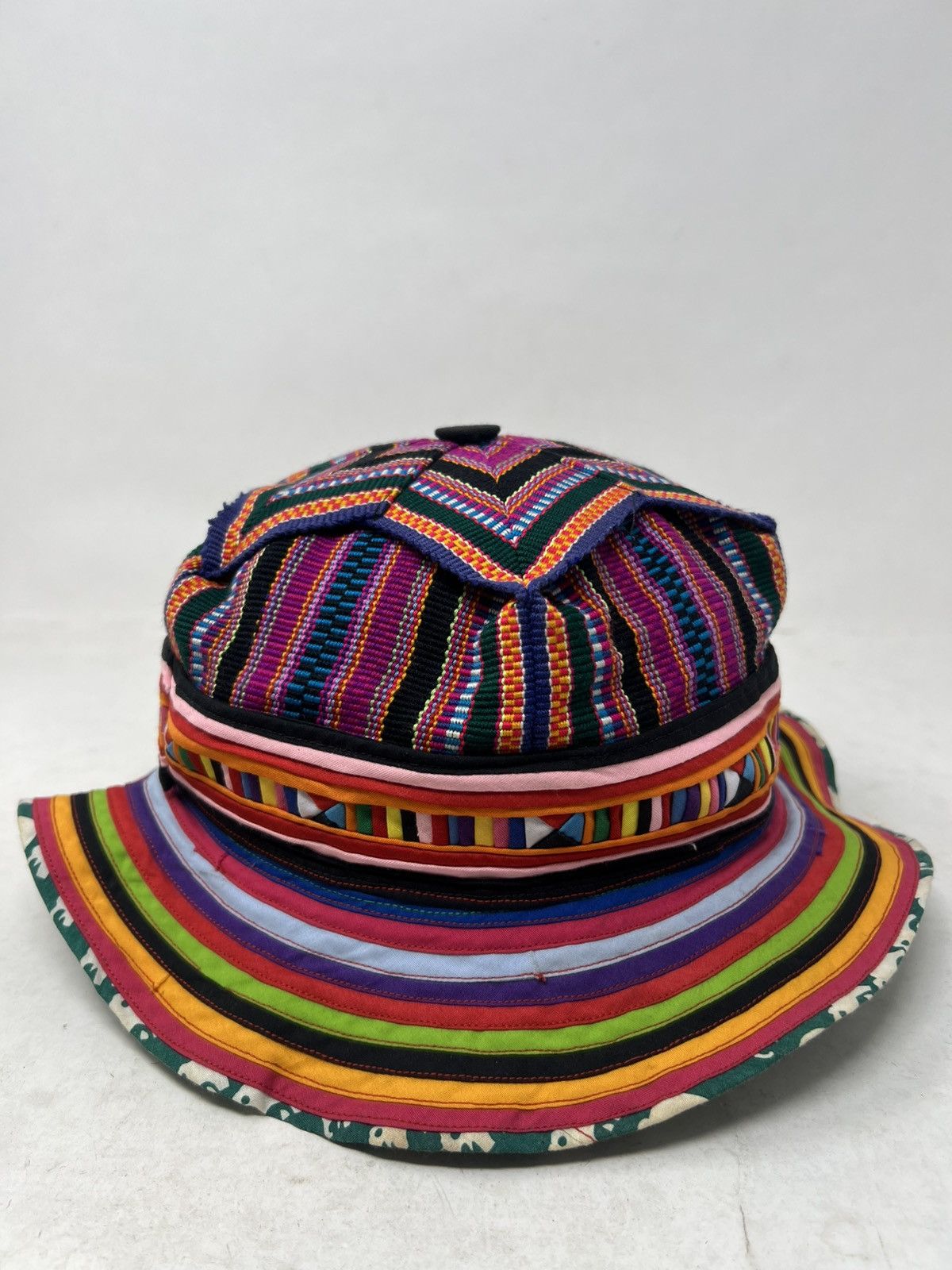If Six Was Nine Hippie Hobo Patchwork Woven Geometric Hat Cap Size ONE SIZE - 3 Thumbnail